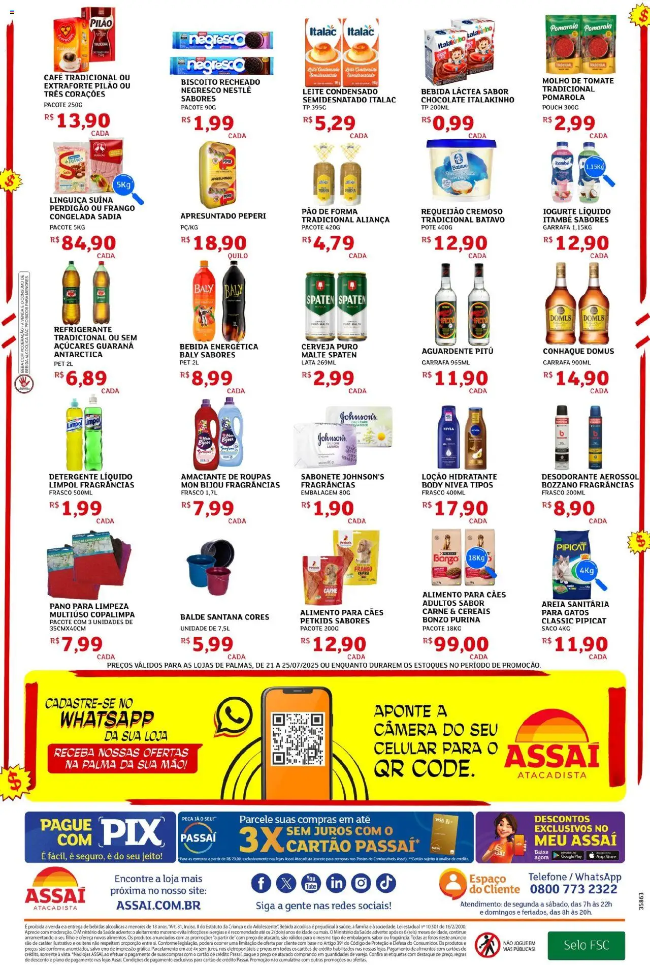 Assaí Atacadista Folheto - válido de 21.07.2025 | Página: 2 | Produtos: Areia, Biscoito, Massa, Pão de forma