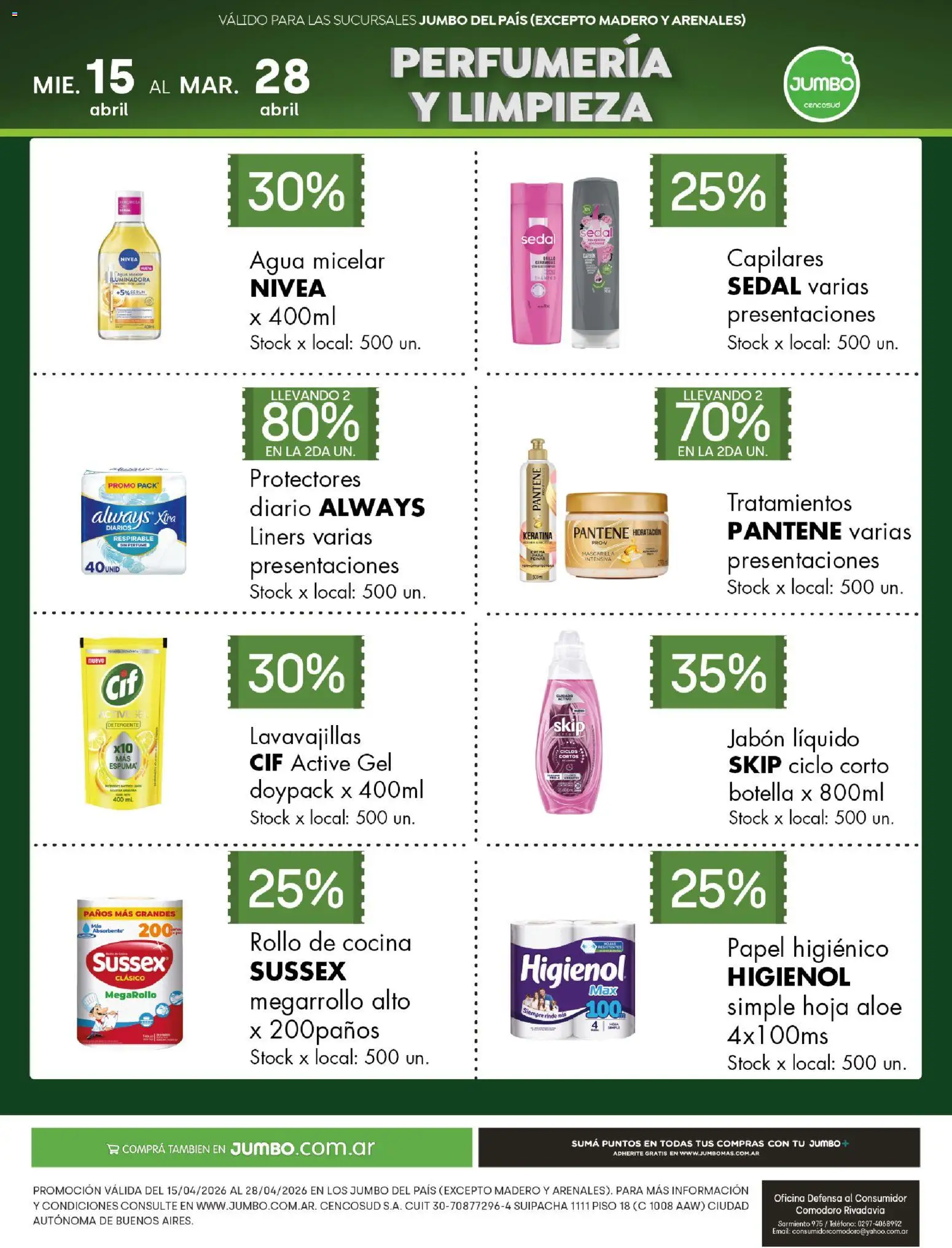 Jumbo - Especial Perfumería y Limpieza │ válido desde el 15.04.2026 | Página: 1 | Productos: Papel higiénico, Cocina, Perfume, Jabón líquido