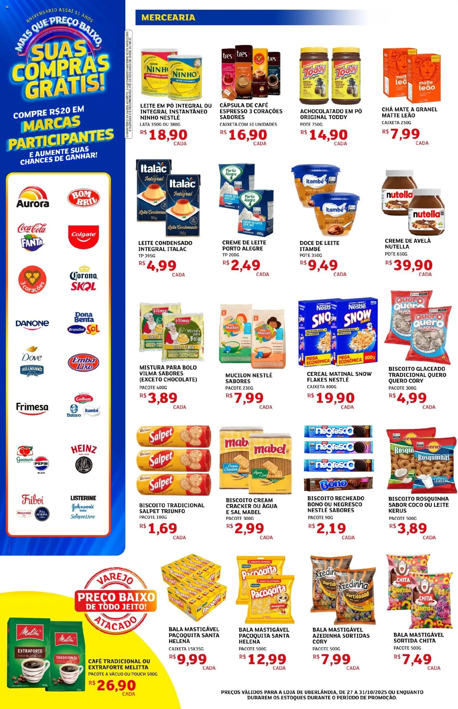 Assaí Atacadista Folheto - válido de 27.10.2025 | Página: 4 | Produtos: Guaraná, Fanta, Cálcio, Sal