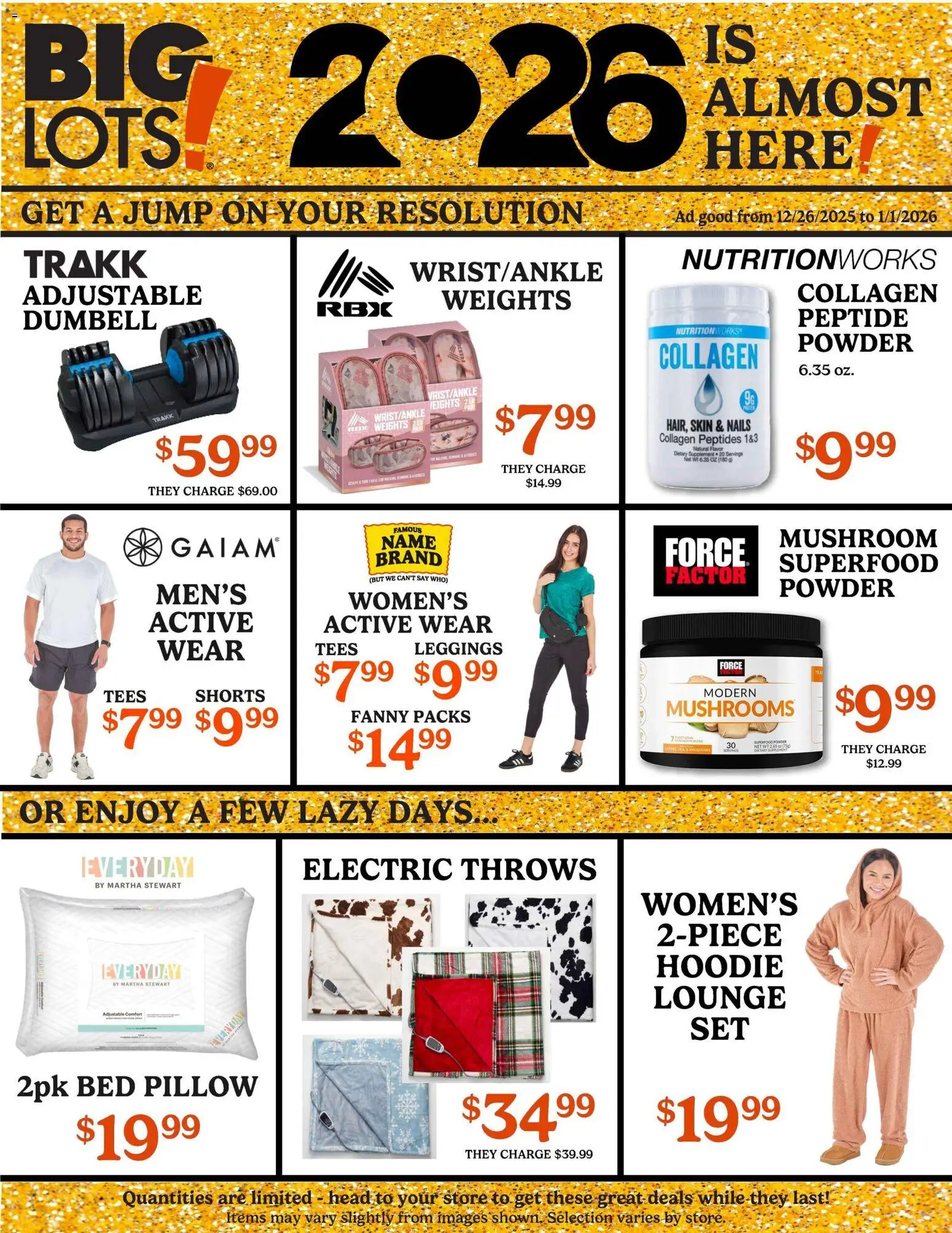Big Lots Weekly Ad - valid from 26.12.2025 | Page: 1 | Products: Mushrooms, Powder, Hoodie, Leggings