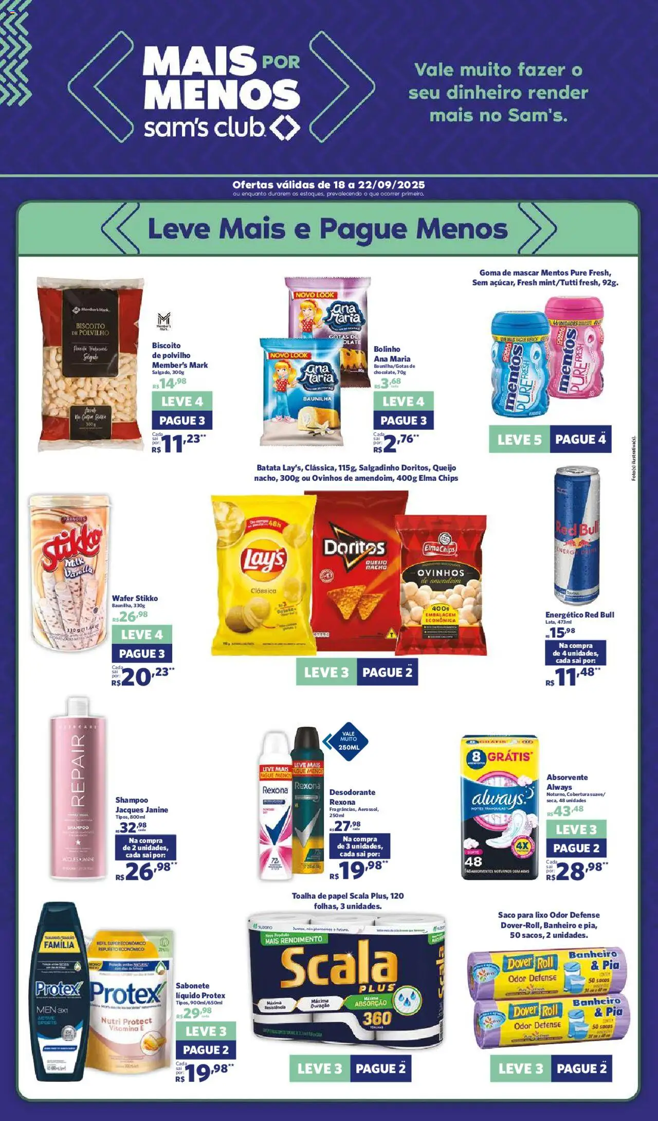 Sam's Club Folheto - válido de 18.09.2025 | Página: 2 | Produtos: Energético, Queijo, Rexona, Pia
