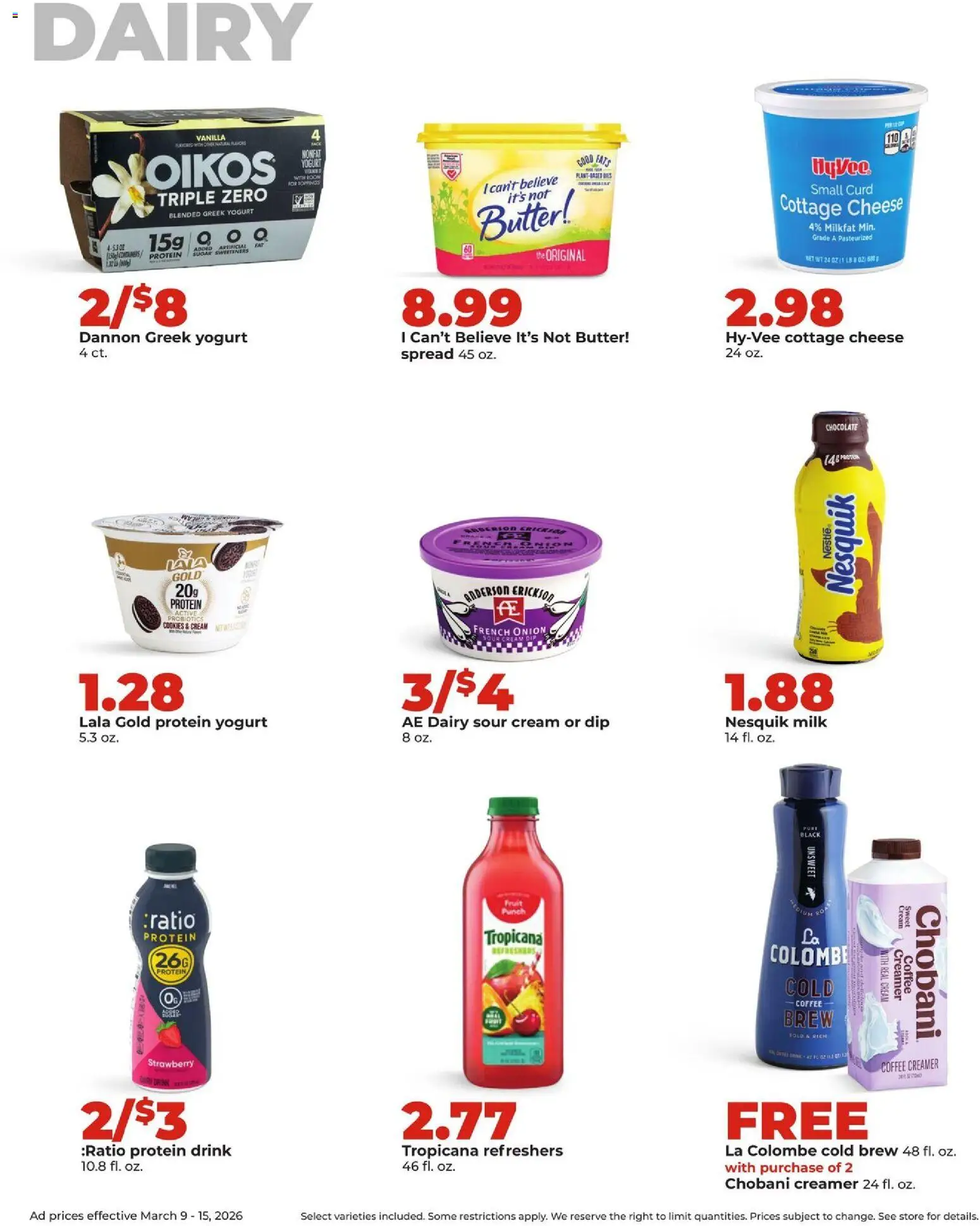 HyVee Weekly Ad - valid from 09.03.2026 | Page: 28 | Products: Probiotics, Cheese, Sour cream, Onion
