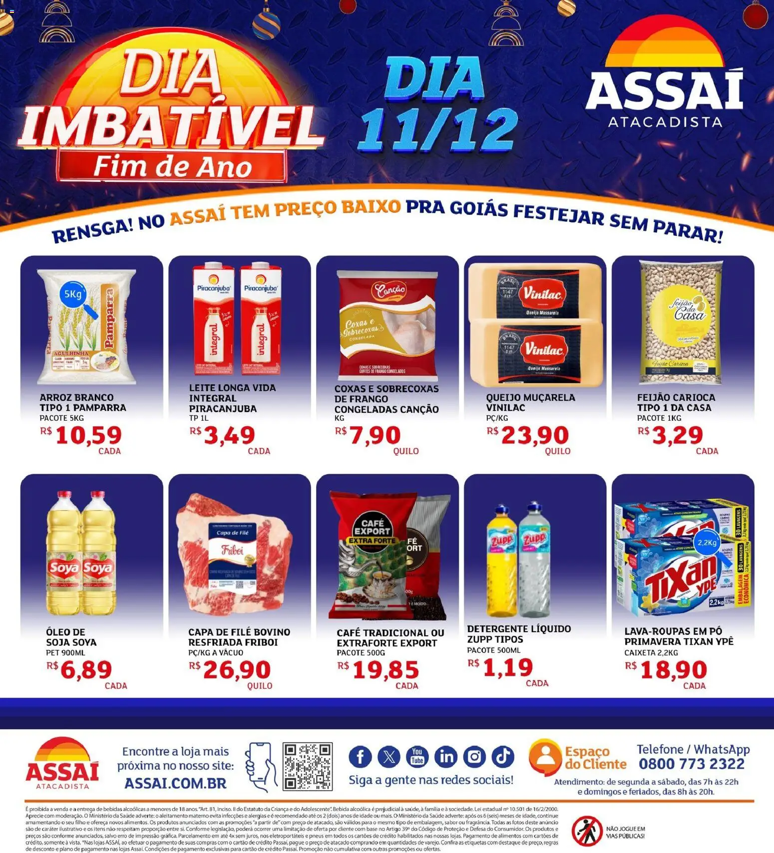 Assaí Atacadista Folheto - válido de 11.12.2025 | Página: 1 | Produtos: Pneus, Telefone, Frango, Soja