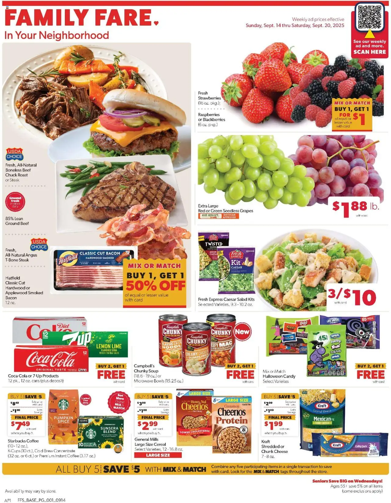 Family Fare Weekly Ad - valid from 14.09.2025 | Page: 1 | Products: Strawberries, Lemon, Pumpkin, Grapes
