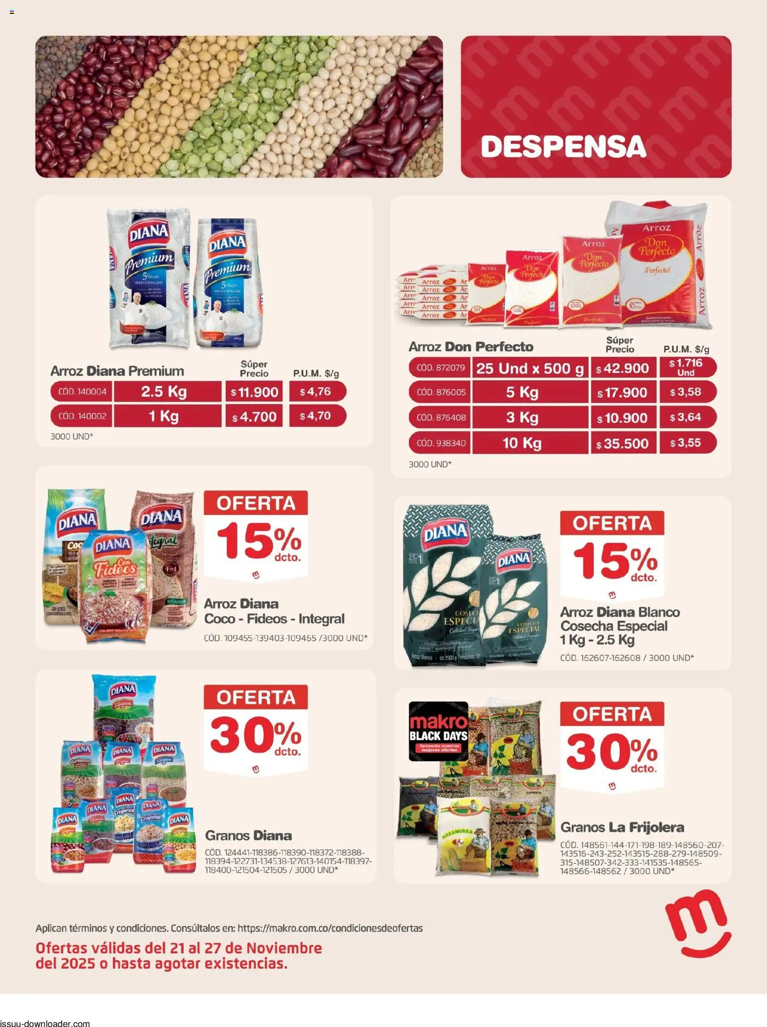 Makro revista - valida desde el 21.11.2025 | Página: 17 | Productos: Arroz, Fideos, Garbanzos, Coco