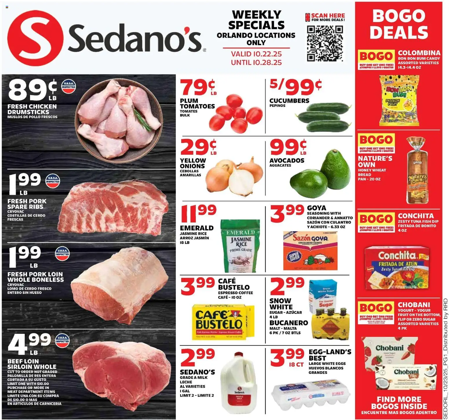 Sedano's Weekly Ad - valid from 22.10.2025 | Page: 1 | Products: Plum, Pan, Milk, Yogurt