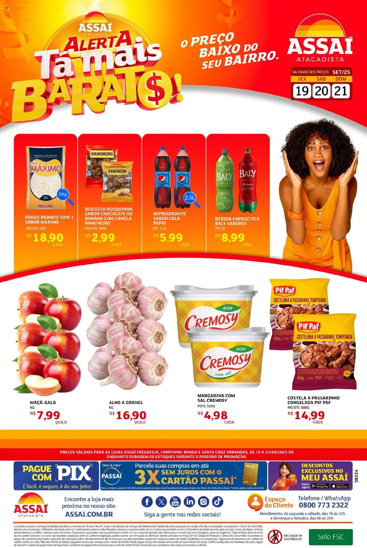 Assaí Atacadista Folheto - válido de 19.09.2025 | Página: 1 | Produtos: Alho, Chocolate, Refrigerante, Rosquinha