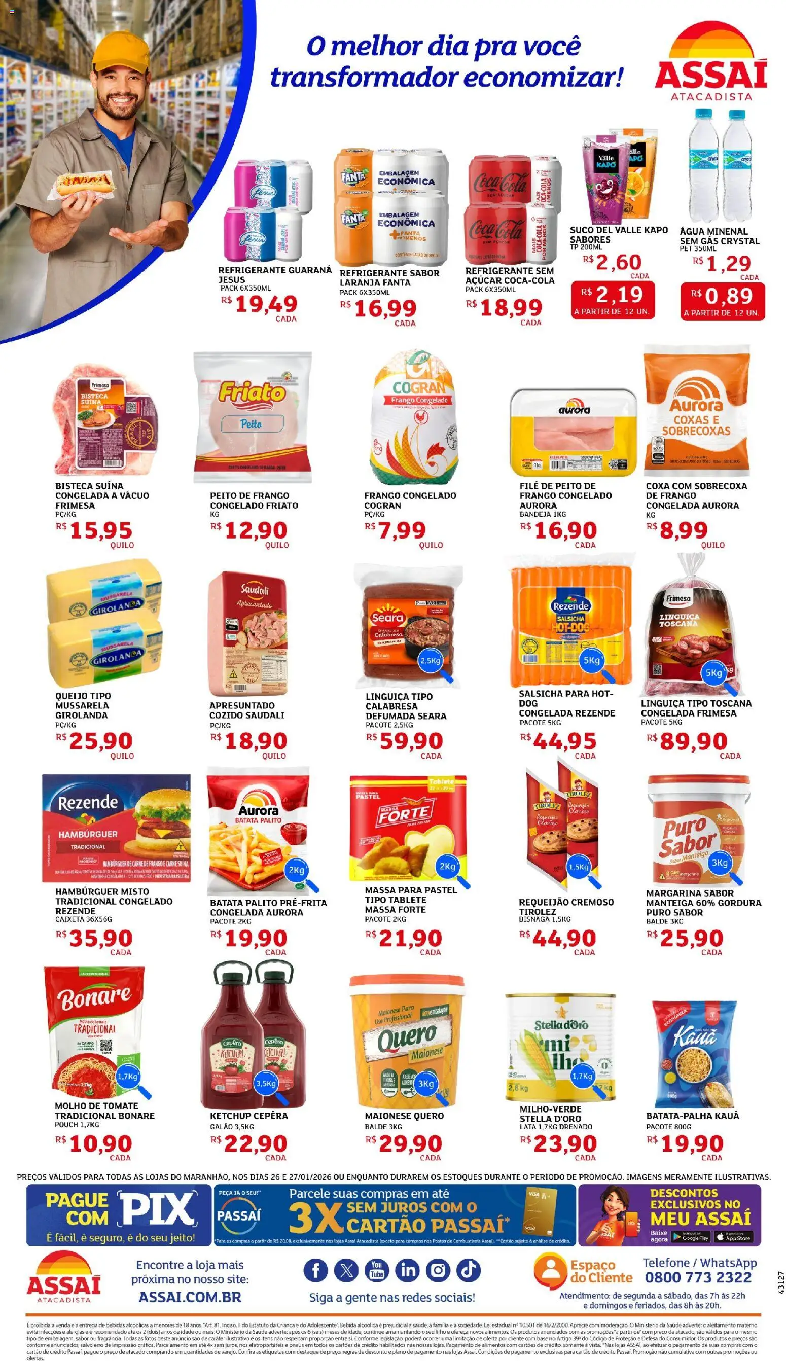 Assaí Atacadista Folheto - válido de 26.01.2026 | Página: 2 | Produtos: Linguiça, Maionese, Mussarela, Peito de frango