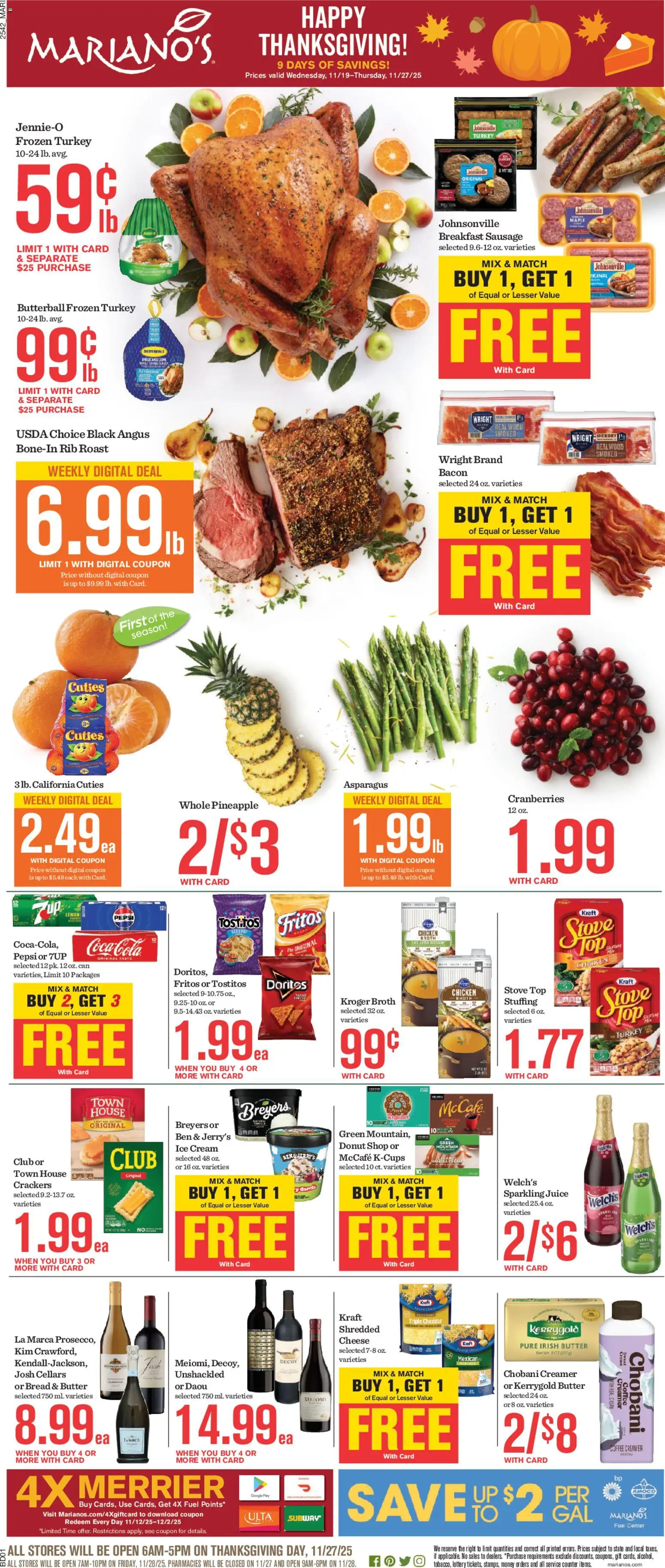 Mariano's Black Friday - valid from 19.11.2025 | Page: 1 | Products: Asparagus, Bread, Coffee, Juice