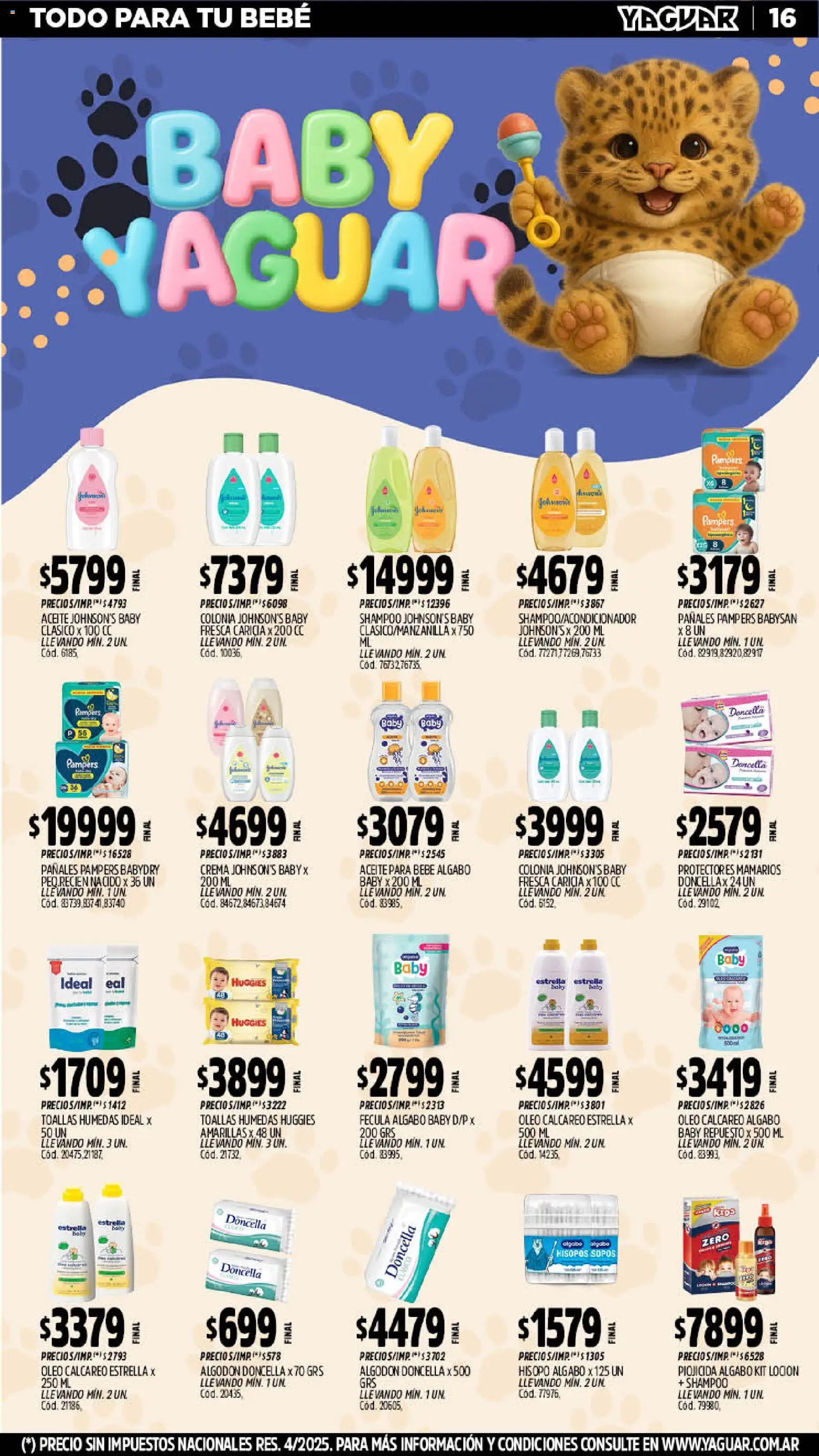 Yaguar catálogo │ válido desde el 15.12.2025 | Página: 20 | Productos: Algodón, Shampoo, Loción, Pañales