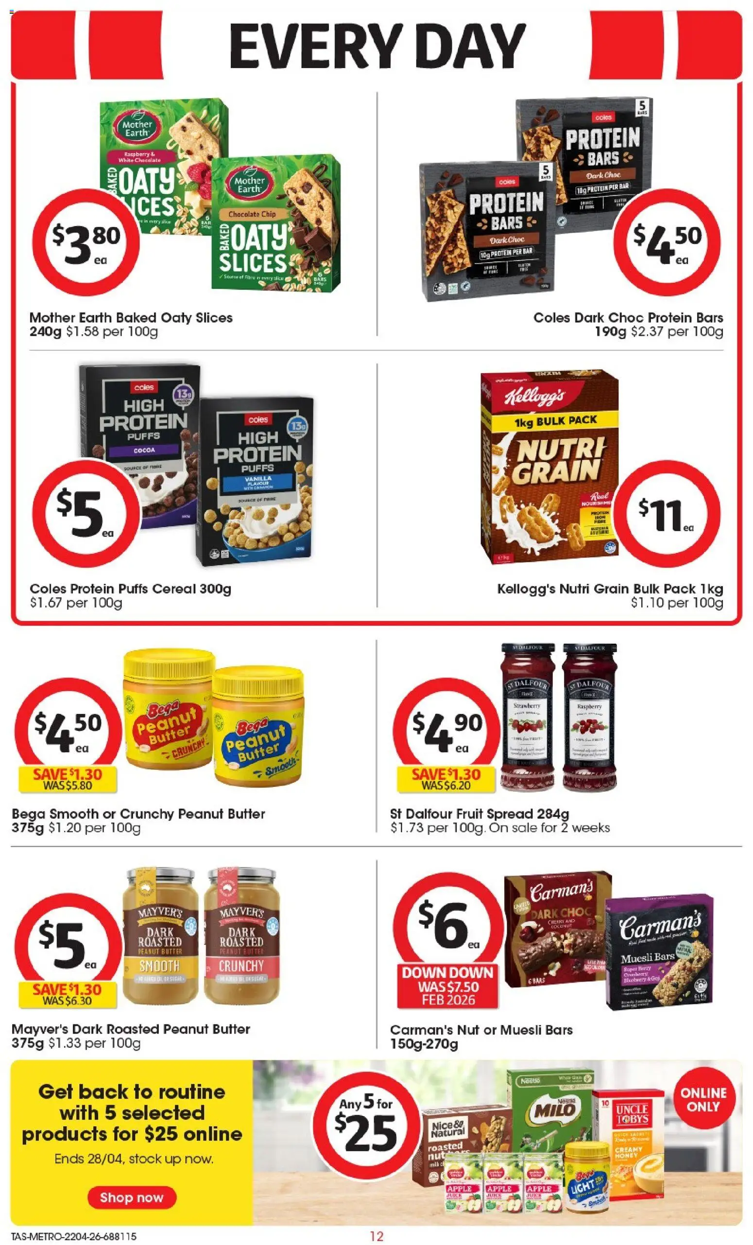 Coles catalogue - valid from 22.04.2026 | Page: 12 | Products: Light, Butter, Chocolate, Cereal
