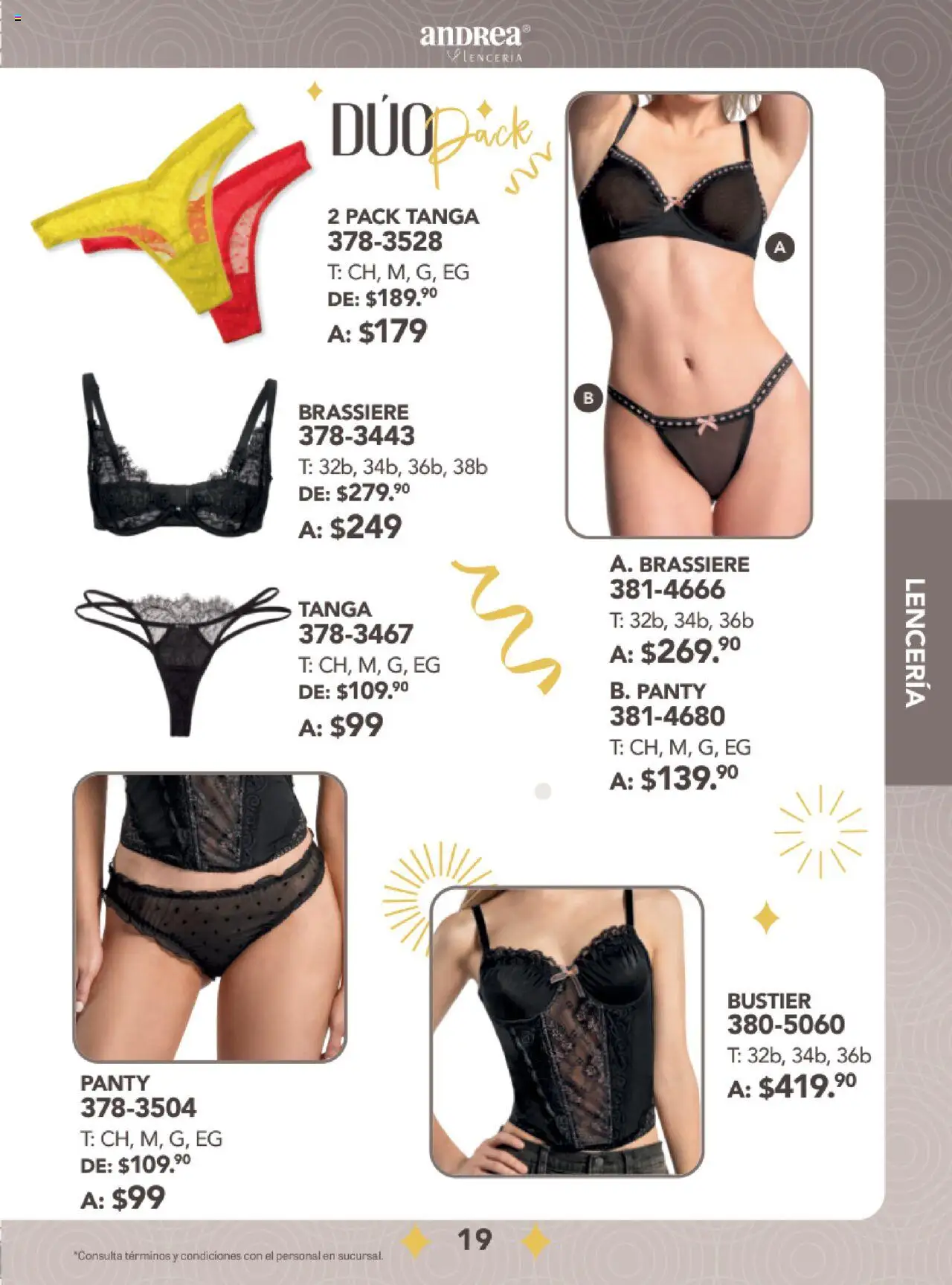 Nuevas ofertas de Andrea válidas en toda la República Mexicana desde el 24.08.2025. ¡Encuentra las mejores ofertas en Andrea - Catálogo Fiestas y Celebraciones! | Página: 19 | Productos: Lenceria