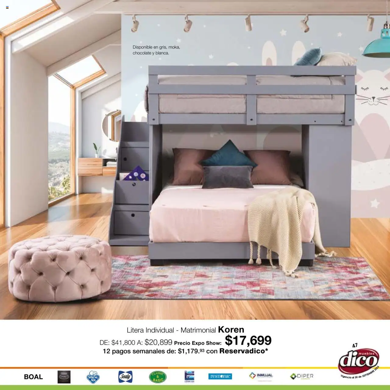 Nuevas ofertas de Muebles Dico válidas en toda la República Mexicana desde el 01.09.2025. ¡Encuentra las mejores ofertas en Muebles Dico - Catálogo Expo Show Puebla Septiembre! | Página: 47 | Productos: Chocolate, Litera