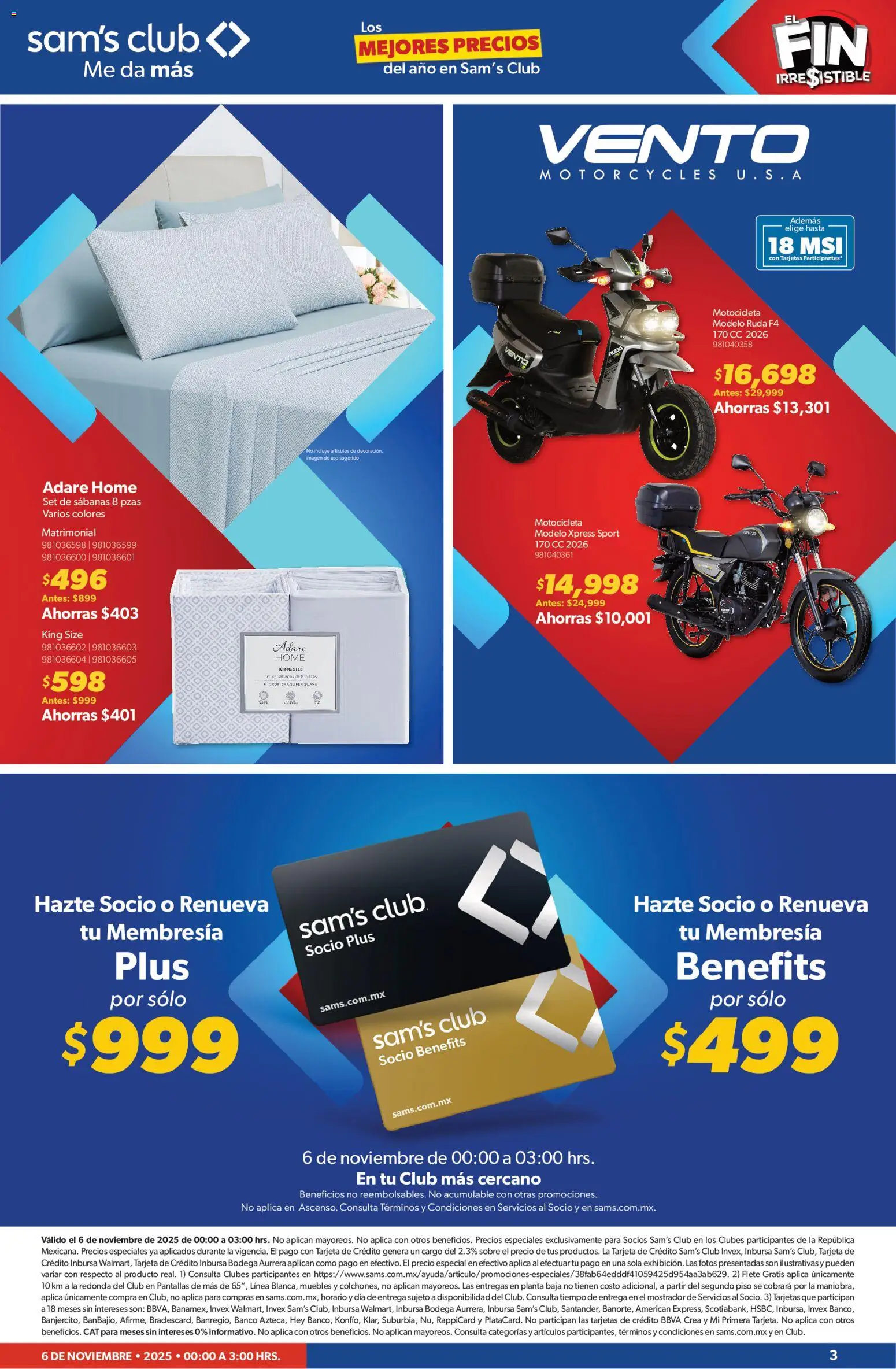 Nuevas ofertas de Sam's Club válidas en toda la República Mexicana desde el 06.11.2025. ¡Encuentra las mejores ofertas en Sam's Club Buen Fin! | Página: 3 | Productos: Pantallas, Banco, Sabanas, Sobre