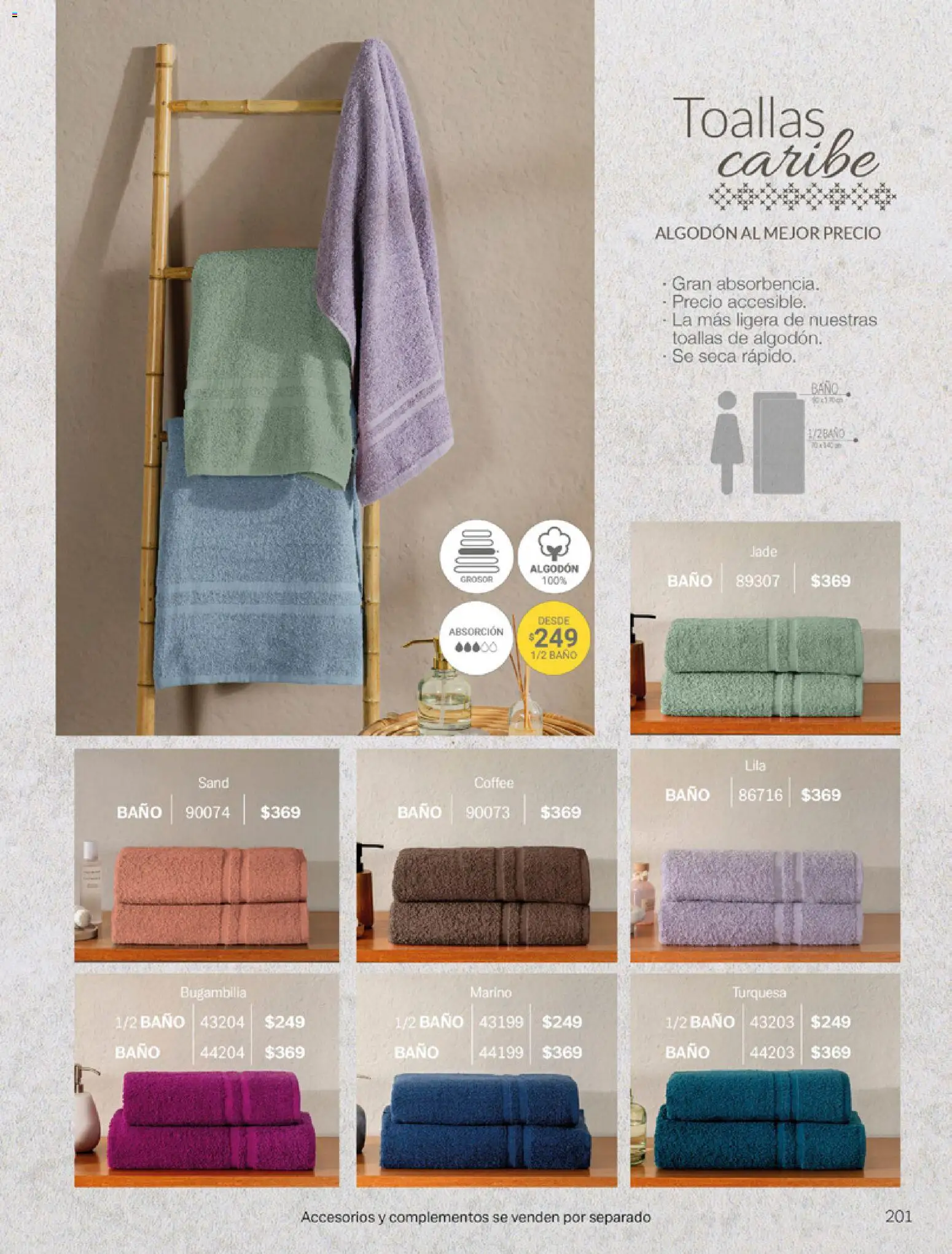 Nuevas ofertas de Vianney válidas en toda la República Mexicana desde el 06.03.2026. ¡Encuentra las mejores ofertas en Vianney catálogo Tu hogar, nuestra pasión! | Página: 203 | Productos: Algodón, Toallas, Baño