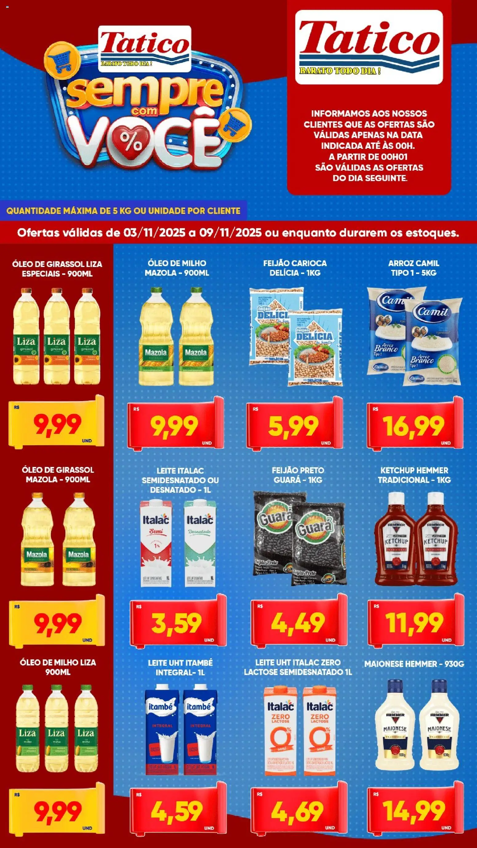 Tatico Folheto - válido de 03.11.2025 | Página: 4 | Produtos: Feijão, Leite, Arroz, Maionese