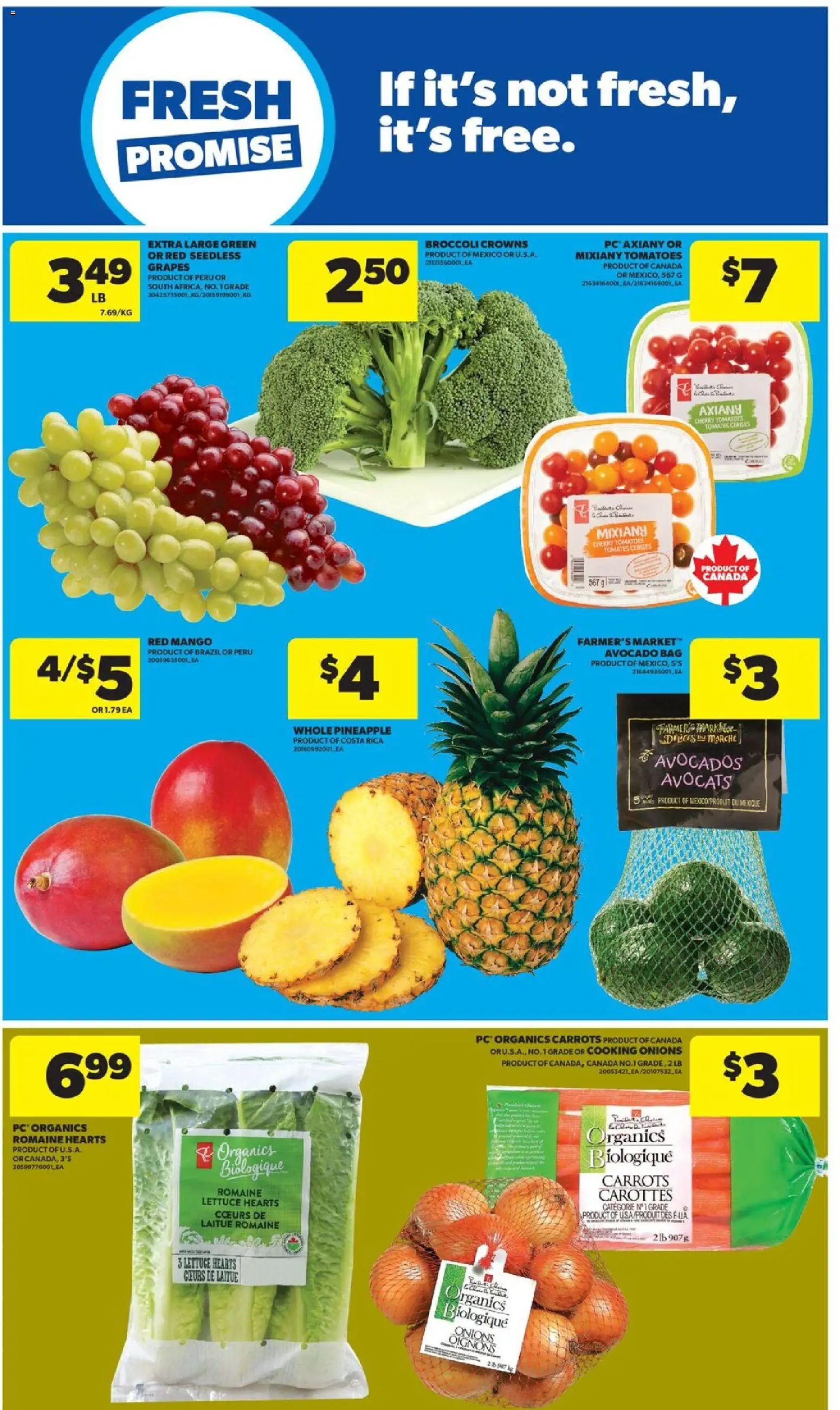 Real Canadian Superstore flyer valid from 08.01.2026 | Page: 19 | Products: Pineapple, PC, Bag, Tomatoes