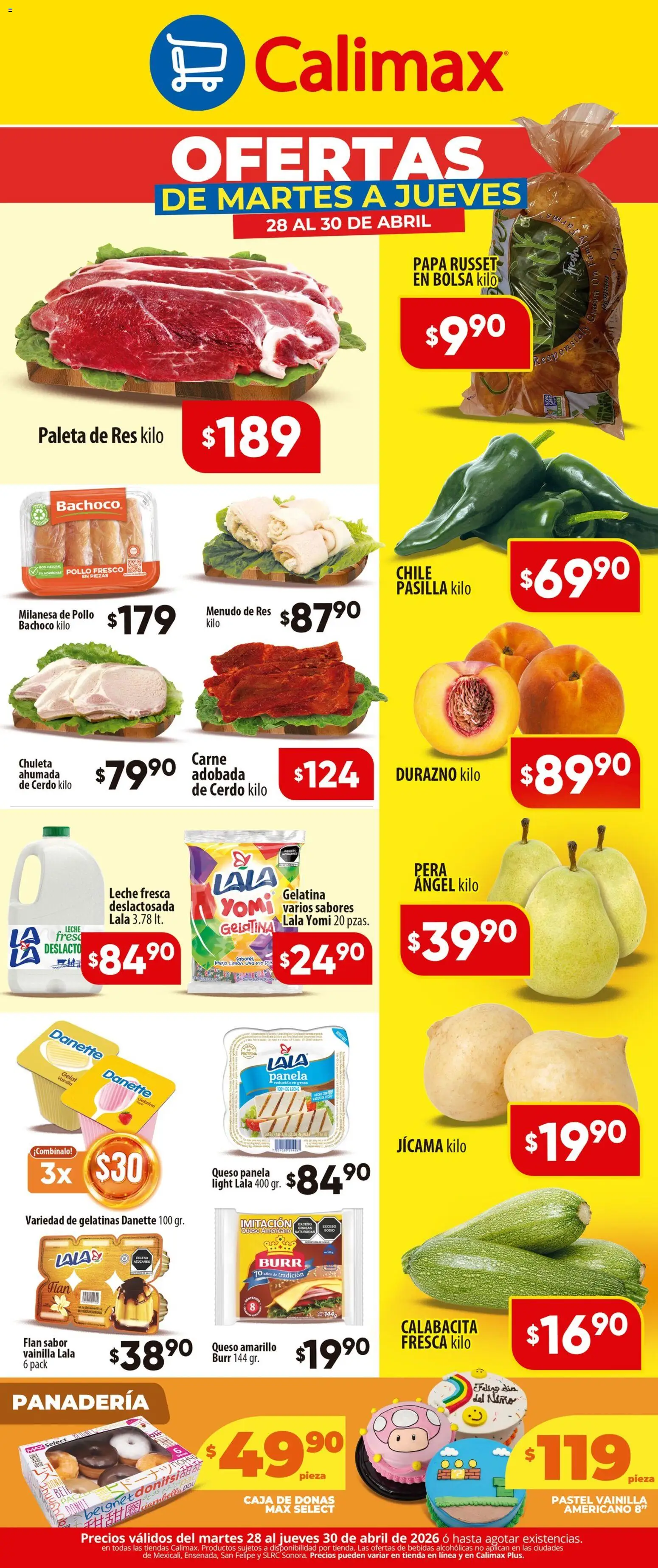 Nuevas ofertas de Calimax válidas en toda la República Mexicana desde el 28.04.2026. ¡Encuentra las mejores ofertas en Calimax folleto! | Página: 2 | Productos: Fresa, Pera, Pastel, Panadería