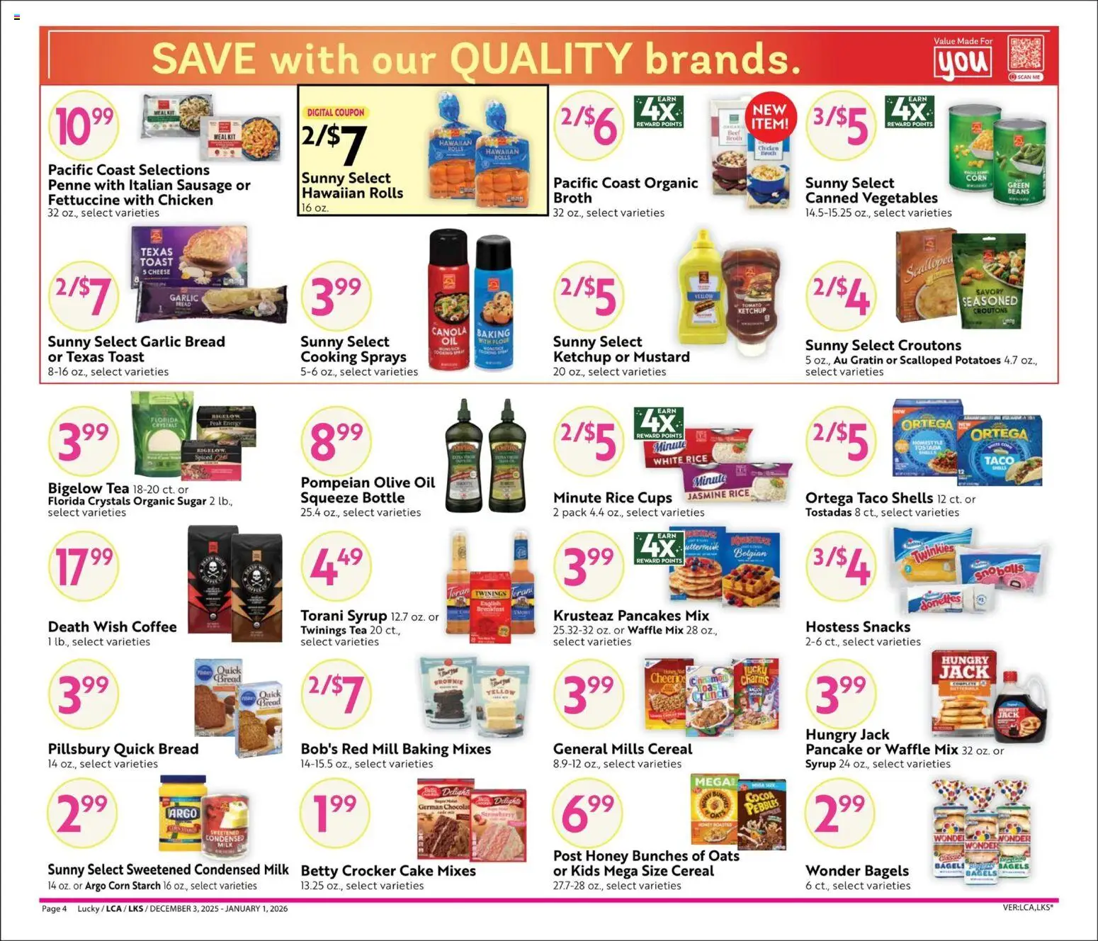 Lucky Supermarkets Big Book of Savings - valid from 03.12.2025 | Page: 4 | Products: Cheese, Vegetables, Sausage, Garlic