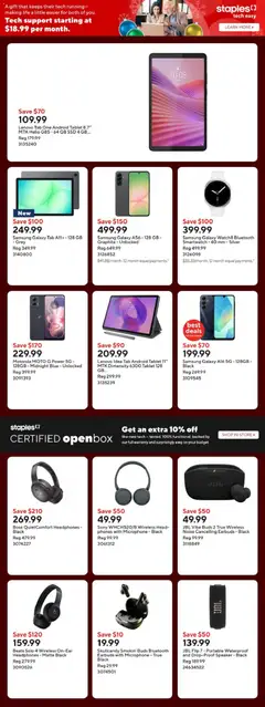 Preview of Staples weekly flyer / circulaire from shop Staples valid from 25.12.2025 | Page: 7 | Products: Headphones, Microphone, Speaker, Smartwatch