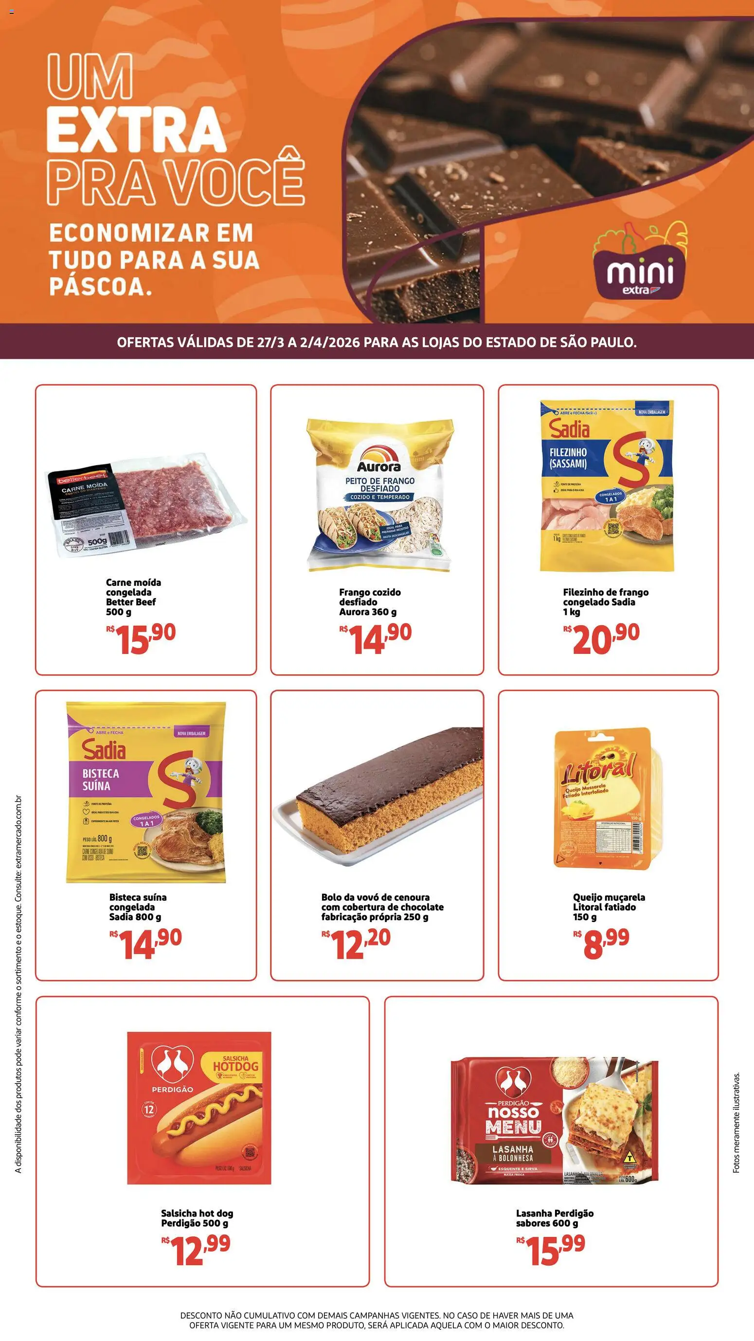 Mini Extra Folheto - válido de 27.03.2026 | Página: 1 | Produtos: Salsicha, Lasanha, Carne moída, Peito de frango
