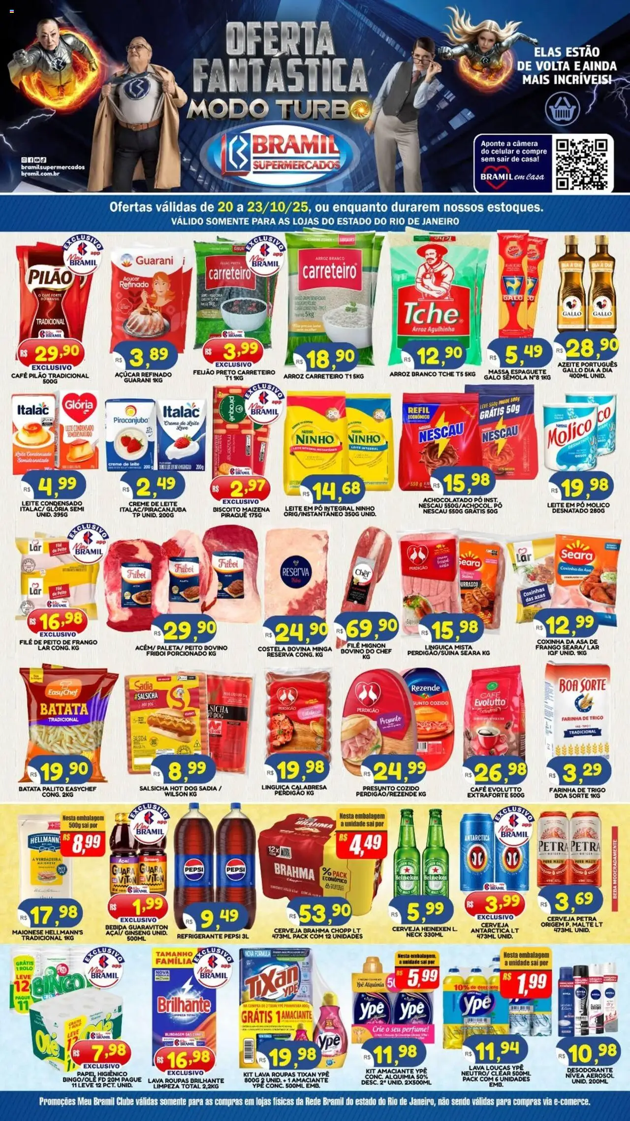 Bramil Supermercados Folheto - válido de 20.10.2025 | Página: 1 | Produtos: Feijão, Heineken, Sal, Peito de frango