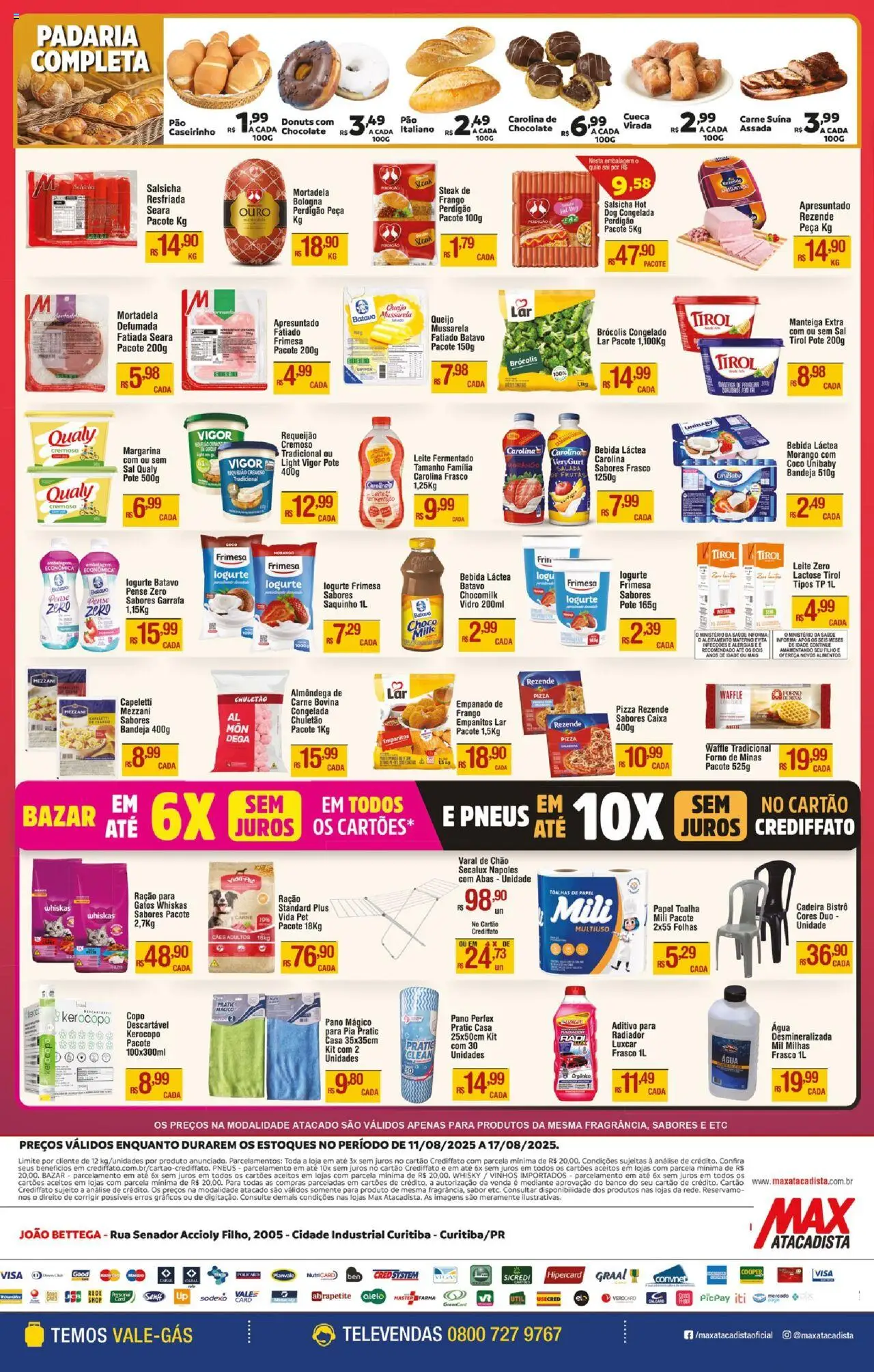 Max Atacadista Folheto - válido de 11.08.2025 | Página: 4 | Produtos: Leite, Varal de chão, Pia, Mussarela