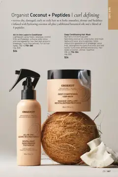 Preview of Deep Conditioning Hair Mask, Nutrient-rich formula with hydrating coconut oil, shea butter and triple hyaluronic acid, plus 4 peptides, helps reduce the appearance of breakage, tame frizz, strengthen the look of strands and add lustre. Curls look defined and bouncy. Hair looks smoother, shinier, healthier. 230 ml from shop Avon valid from 26.02.2026 | Page: 107
