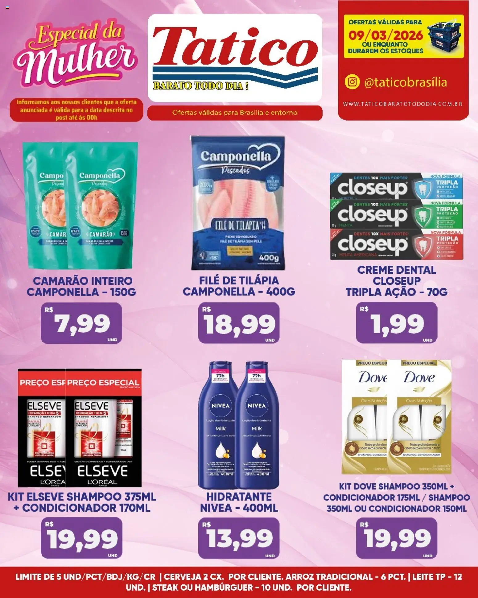 Tatico Folheto - válido de 10.03.2026 | Página: 26 | Produtos: Shampoo, Tilápia, Creme, Dove