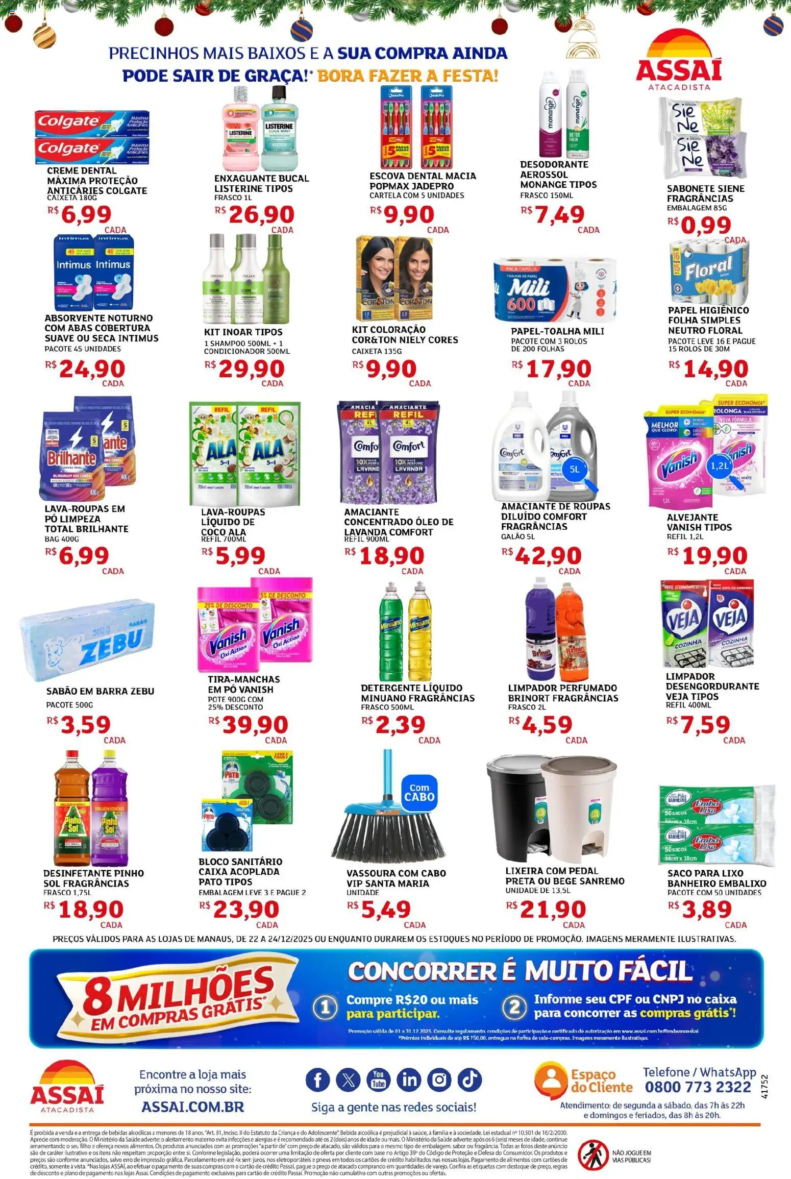 Assaí Atacadista Folheto - válido de 22.12.2025 | Página: 4 | Produtos: Shampoo, Enxaguante bucal, Detergente, Caixa