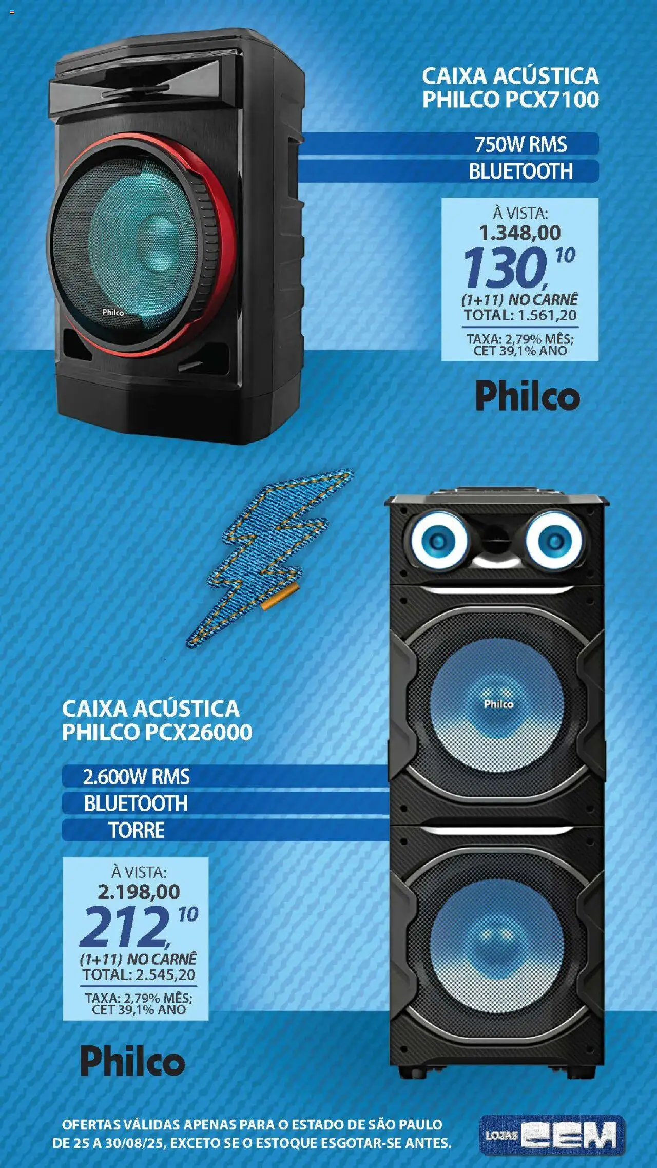 Lojas Cem Folheto - válido de 25.08.2025 | Página: 29 | Produtos: Caixa acústica, Caixa, Carne