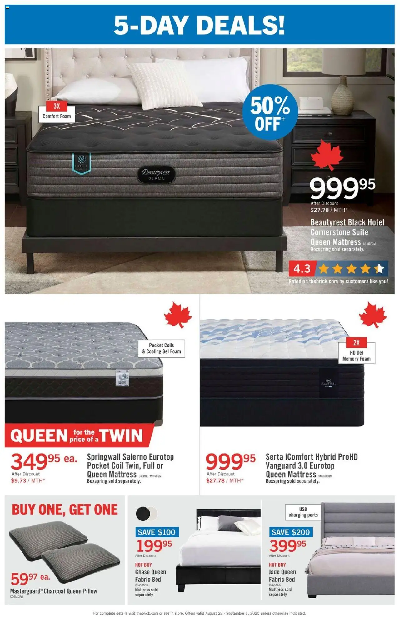 The Brick flyer valid from 28.08.2025 | Page: 2 | Products: Bed, Mattress, Pillow
