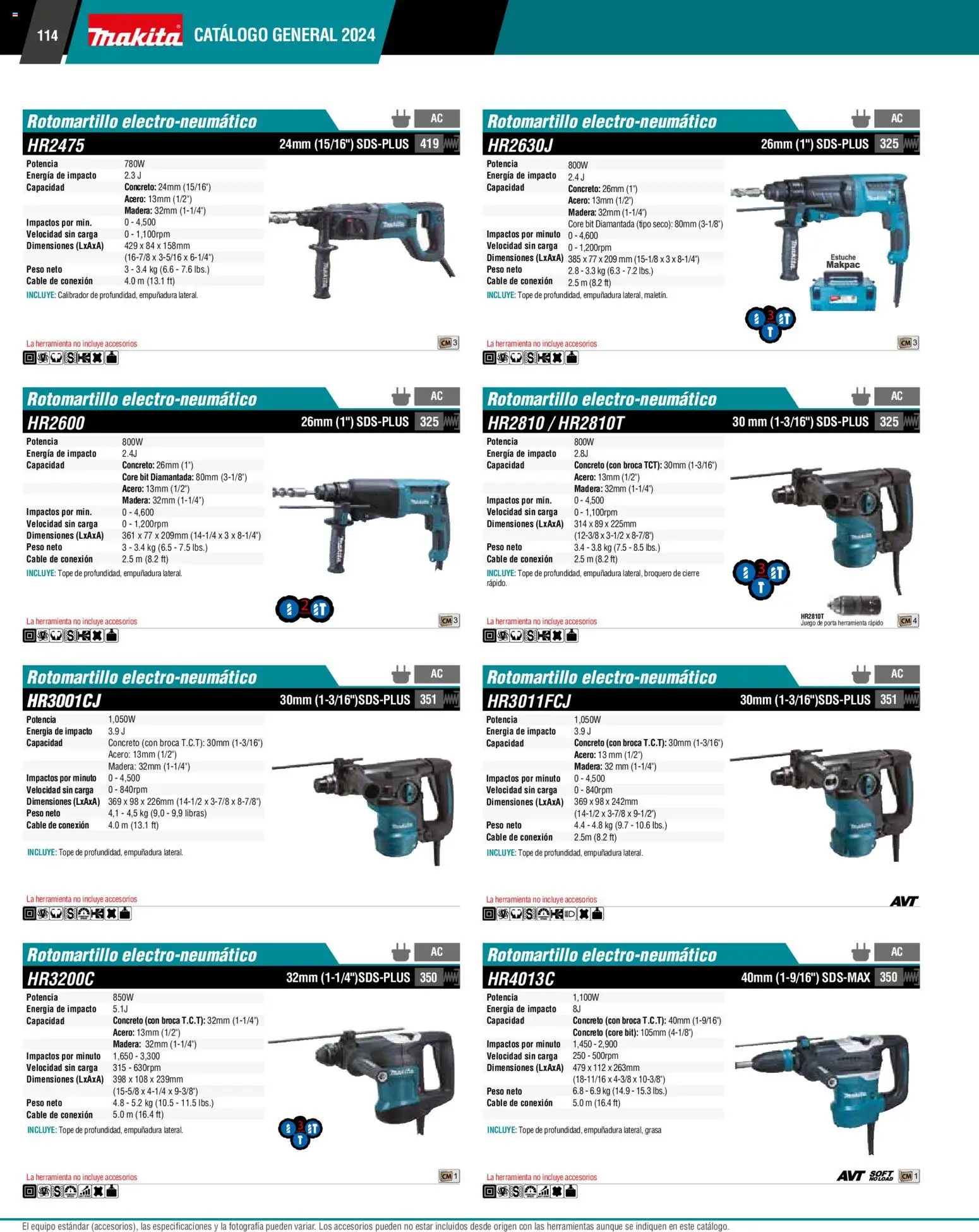 Nuevas ofertas de Makita válidas en toda la República Mexicana desde el 01.01.2024. ¡Encuentra las mejores ofertas en Makita catálogo General! | Página: 114 | Productos: Estuche, Cable, Juego, Rotomartillo