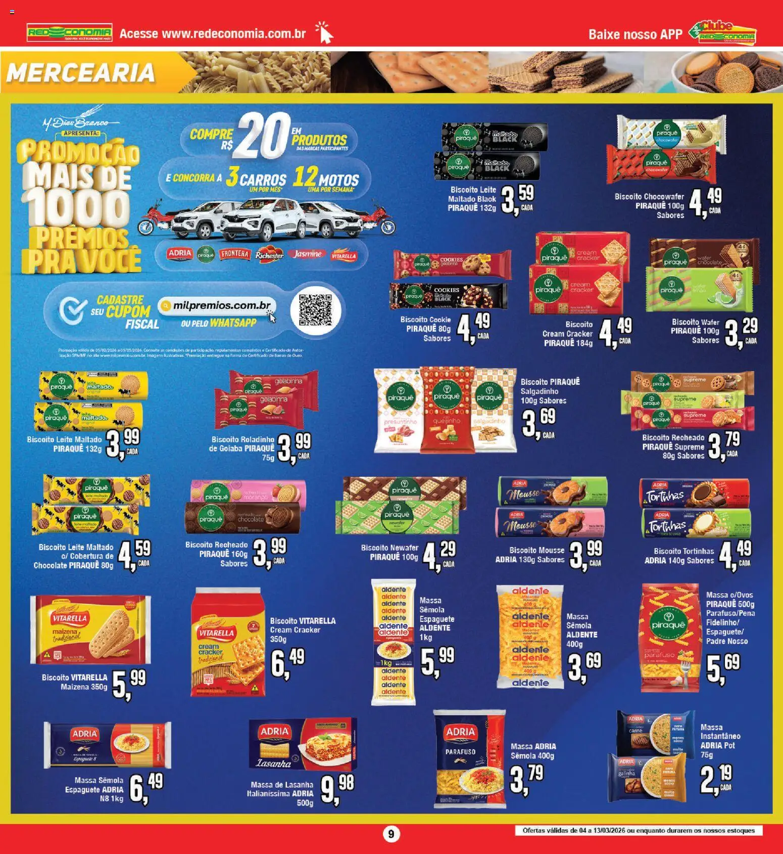 RedEconomia Folheto - válido de 13.03.2026 | Página: 9 | Produtos: Mousse, Espaguete, Chocolate, Lasanha