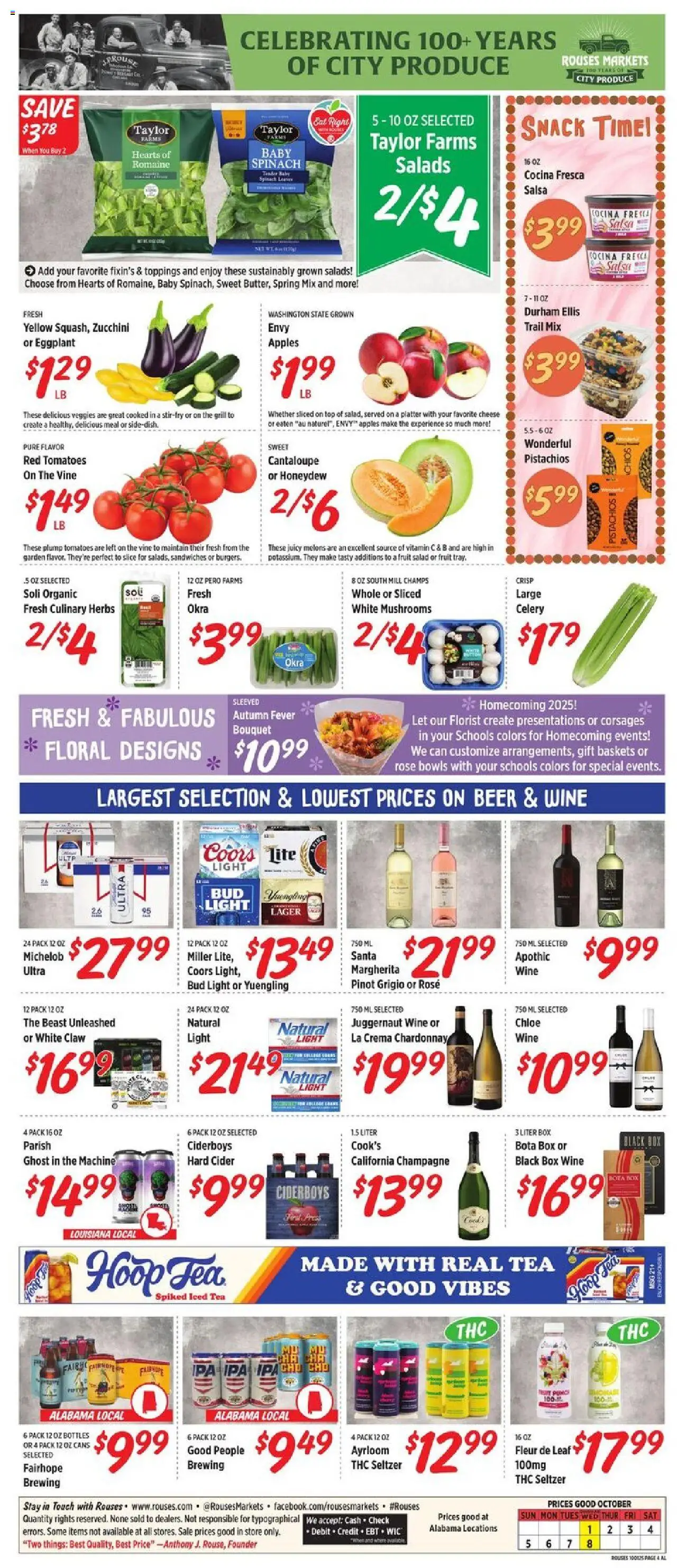 Rouses Weekly Ad - AL - valid from 01.10.2025 | Page: 7 | Products: Romaine, Spinach, Cheese, Eggplant