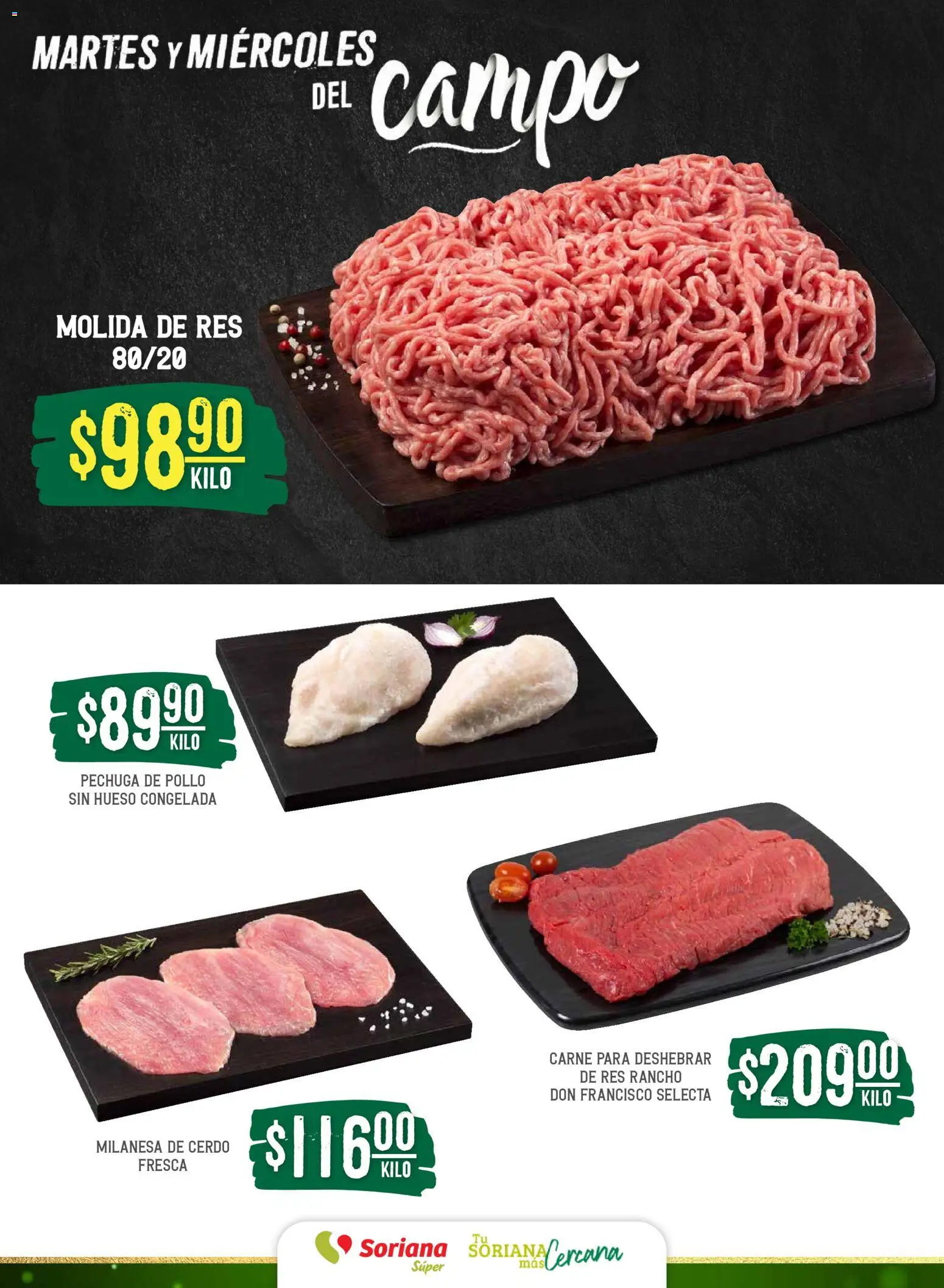 Nuevas ofertas de Soriana válidas en toda la República Mexicana desde el 02.12.2025. ¡Encuentra las mejores ofertas en Soriana - Martes y Miércoles del Campo Súper: BCS, Son y Sin! | Página: 4 | Productos: Pollo, Milanesa, Cerdo, Res