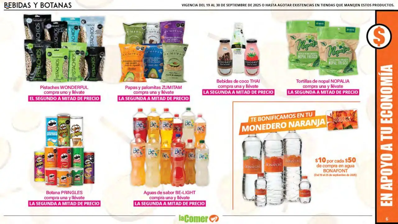 Nuevas ofertas de La Comer válidas en toda la República Mexicana desde el 19.09.2025. ¡Encuentra las mejores ofertas en La Comer - Folleto! | Página: 6 | Productos: Monedero, Agua, Té