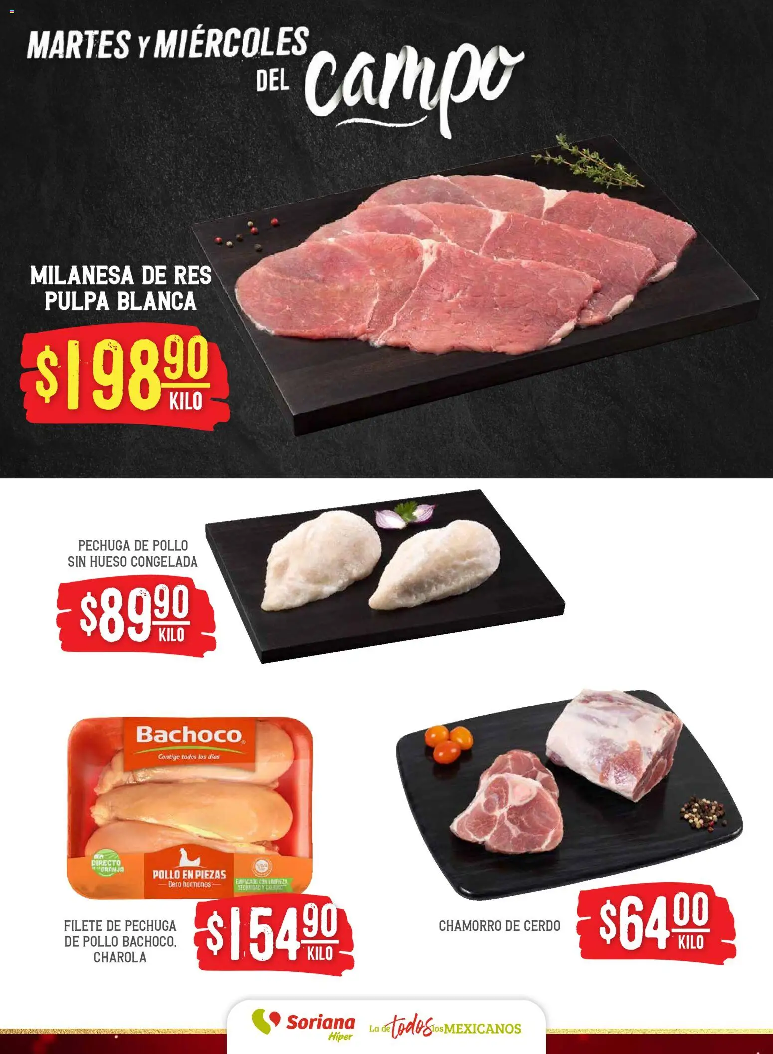 Nuevas ofertas de Soriana válidas en toda la República Mexicana desde el 10.12.2025. ¡Encuentra las mejores ofertas en Soriana - Martes y Miércoles del Campo Híper: BCS, Son y Sin! | Página: 4 | Productos: Pollo, Milanesa, Cerdo, Res