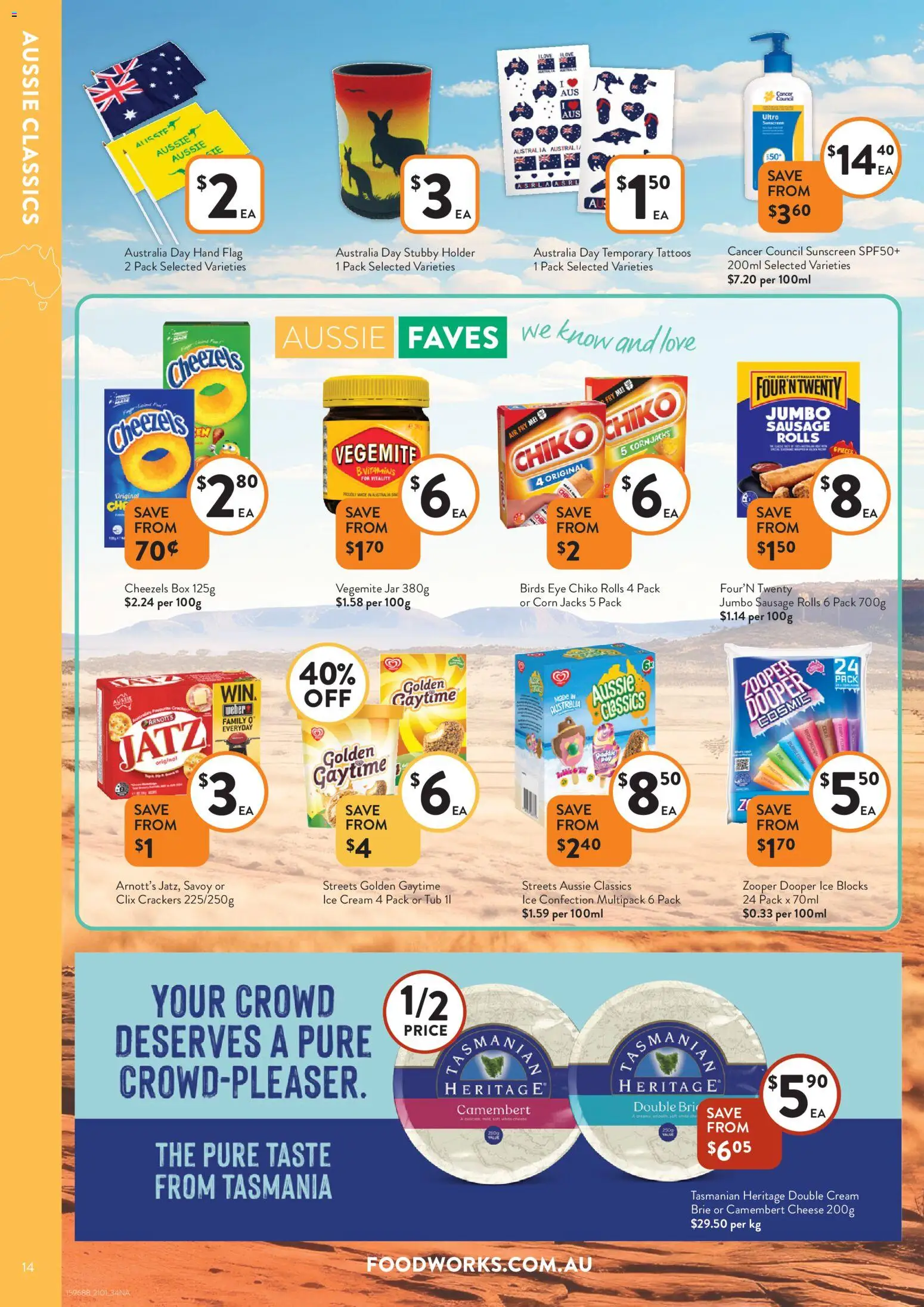 Foodworks catalogue - valid from 21.01.2026 | Page: 14 | Products: Box, Crackers, Cheese, Ice cream