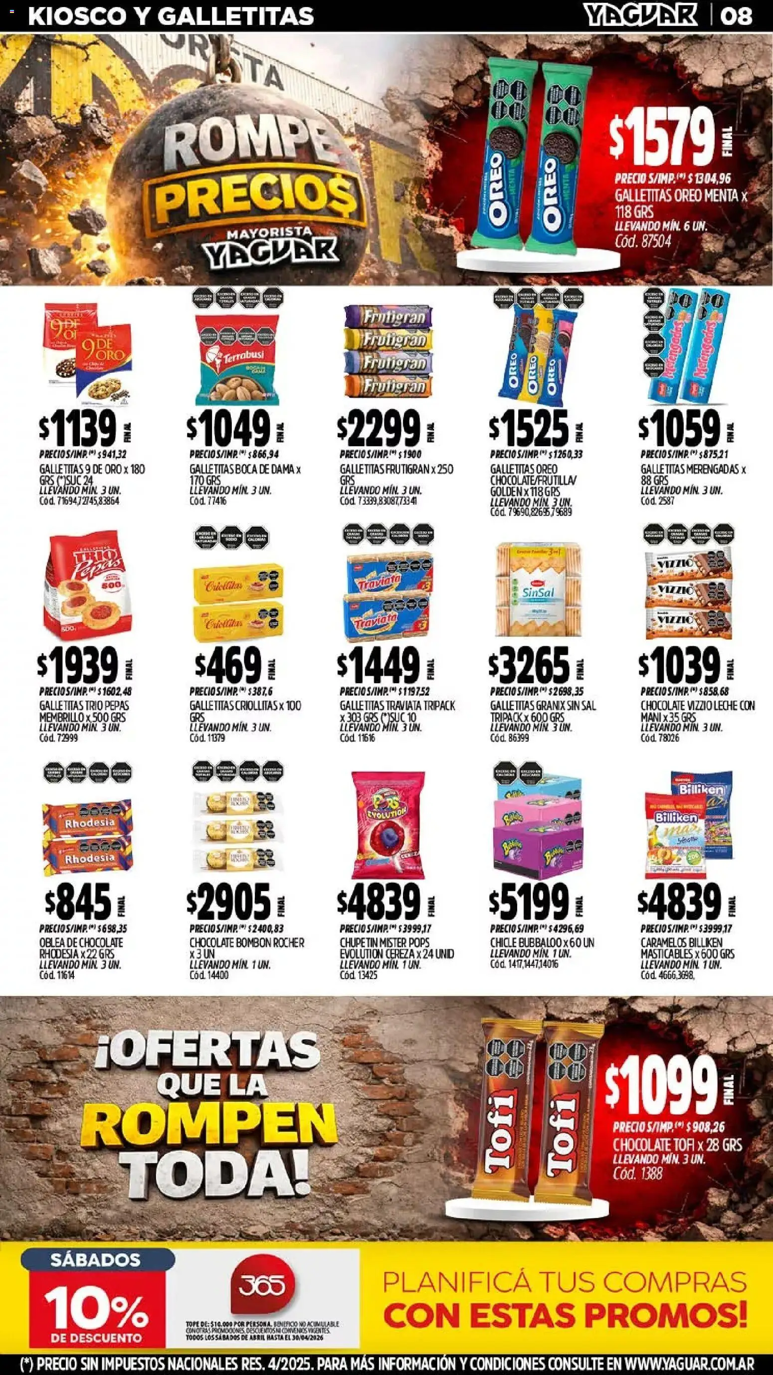 Yaguar - Oferta Semanal Mar del Plata │ válido desde el 20.04.2026 | Página: 8 | Productos: Galletitas, Sal, Mani, Chicle