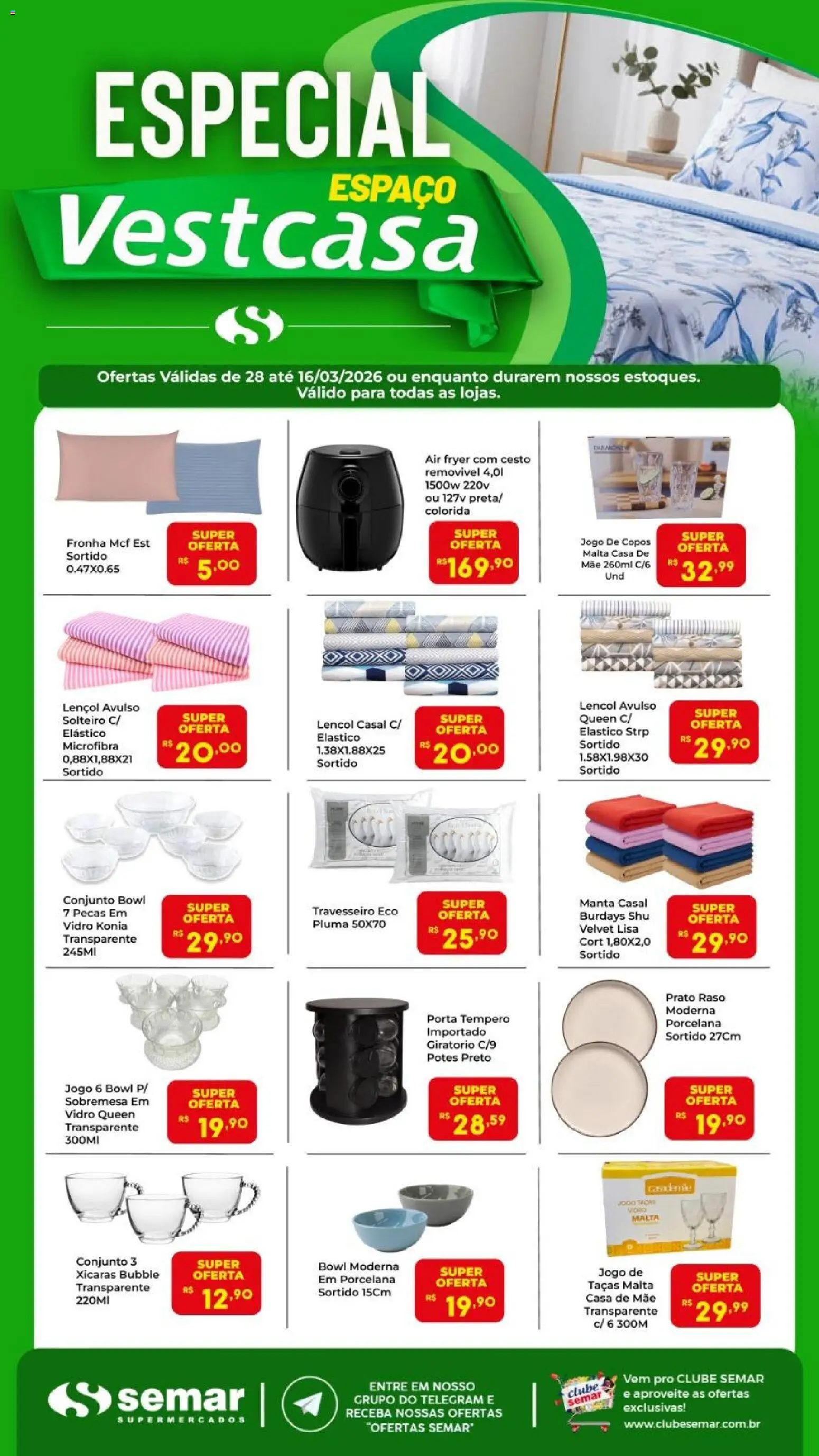 Semar Supermercado Folheto - válido de 28.02.2026 | Página: 1 | Produtos: Porta, Travesseiro, Air fryer, Potes