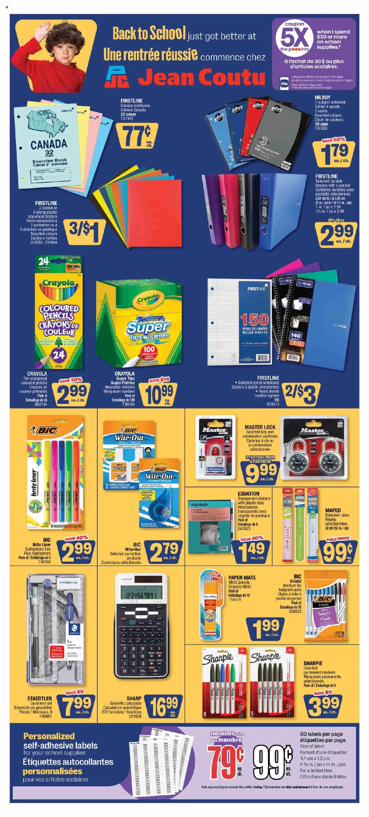 Jean Coutu flyer valid from 21.08.2025 | Page: 1 | Products: Cap, Notebook, Calculator, Highlighter