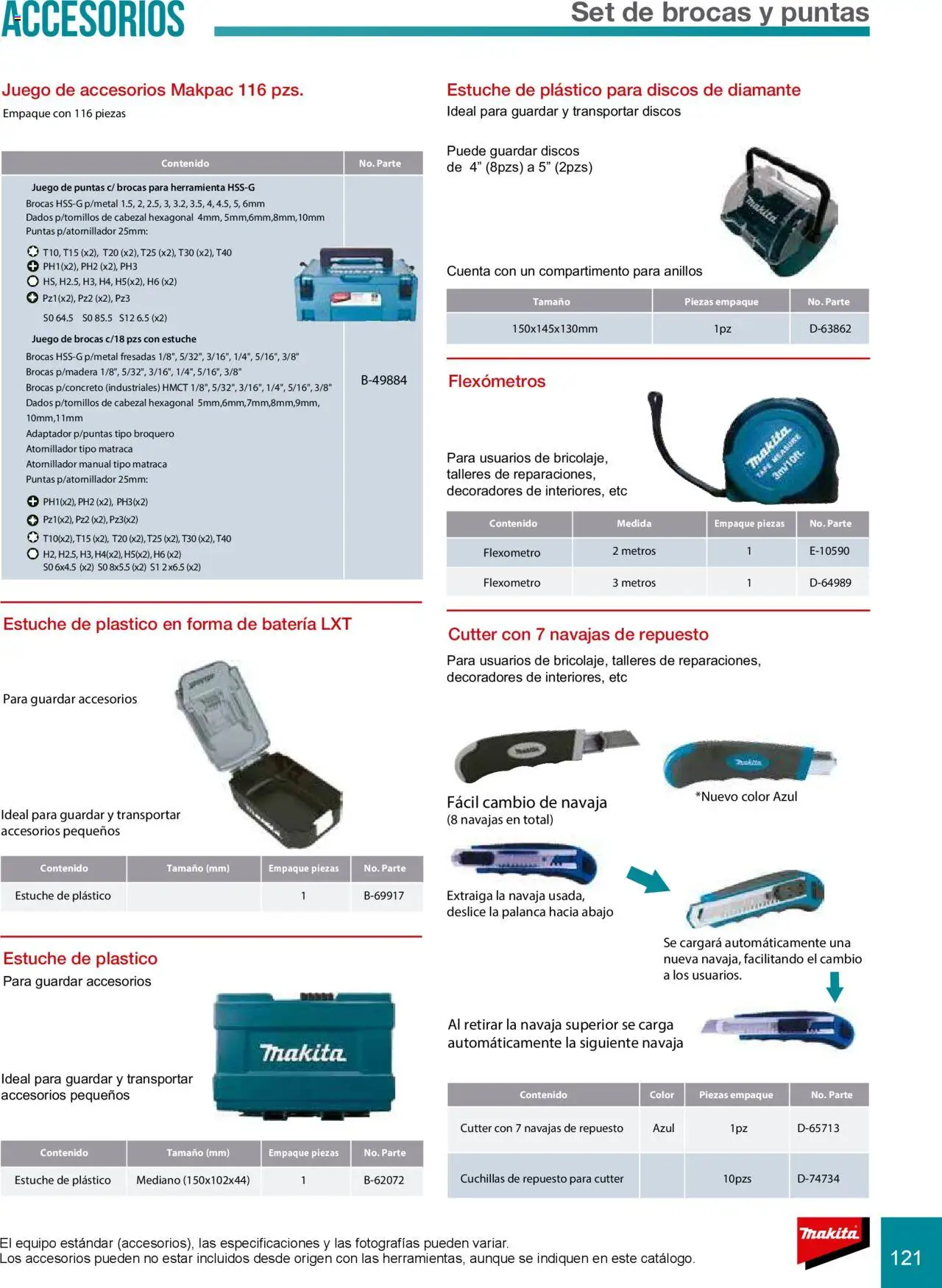 Nuevas ofertas de Makita válidas en toda la República Mexicana desde el 08.07.2024. ¡Encuentra las mejores ofertas en Makita catálogo Accesorios! | Página: 121 | Productos: Navaja, Cutter, Estuche, Batería