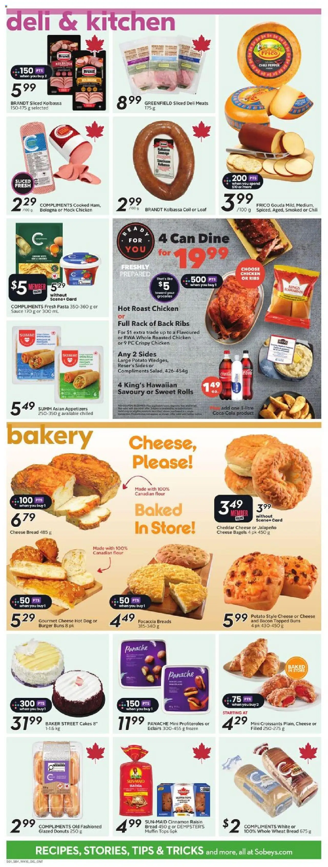 Sobeys flyer valid from 14.08.2025 | Page: 10 | Products: Pasta, PC, Bakery, Chicken