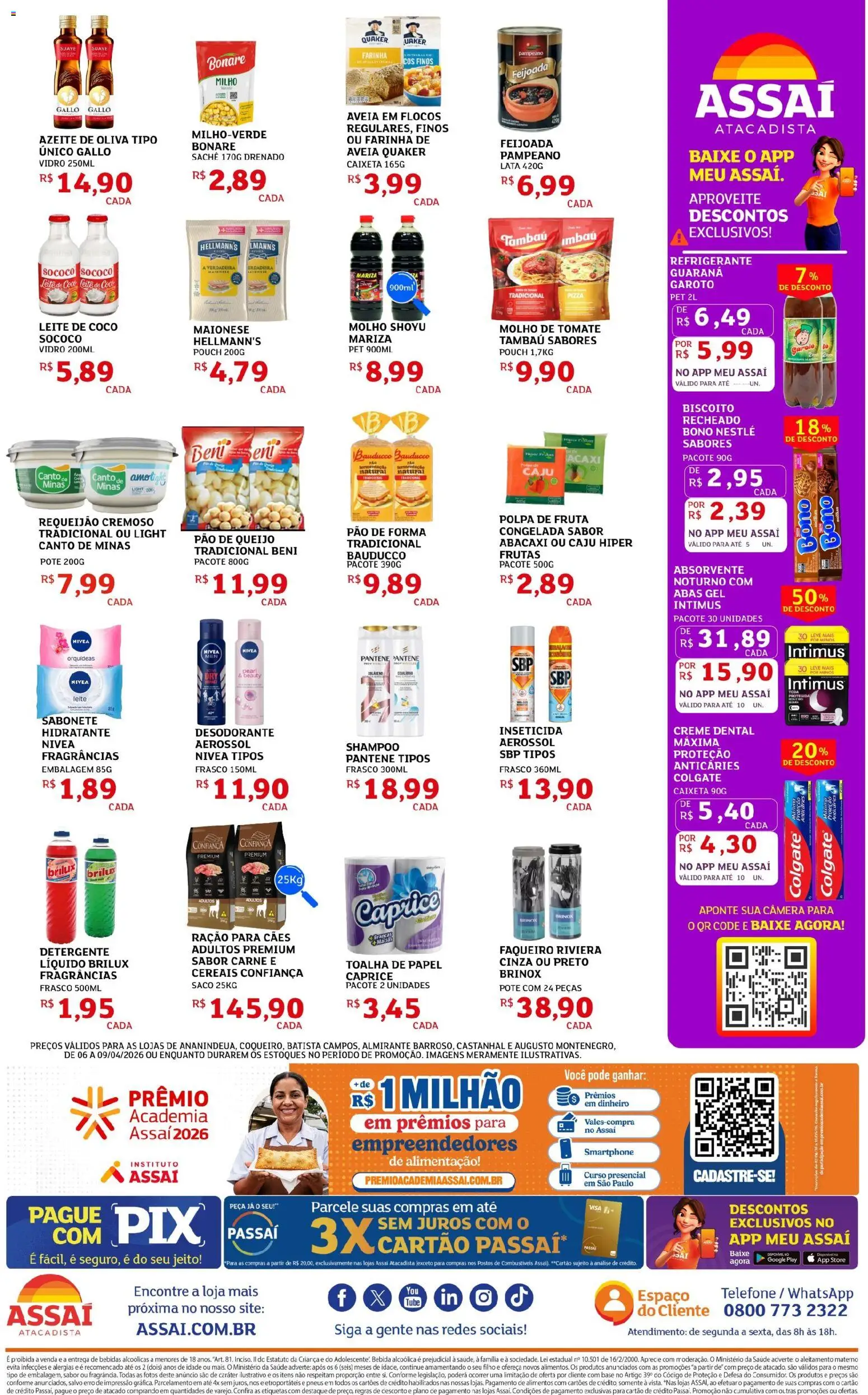 Assaí Atacadista Folheto - válido de 06.04.2026 | Página: 2 | Produtos: Cereais, Flocos, Aveia, Requeijão