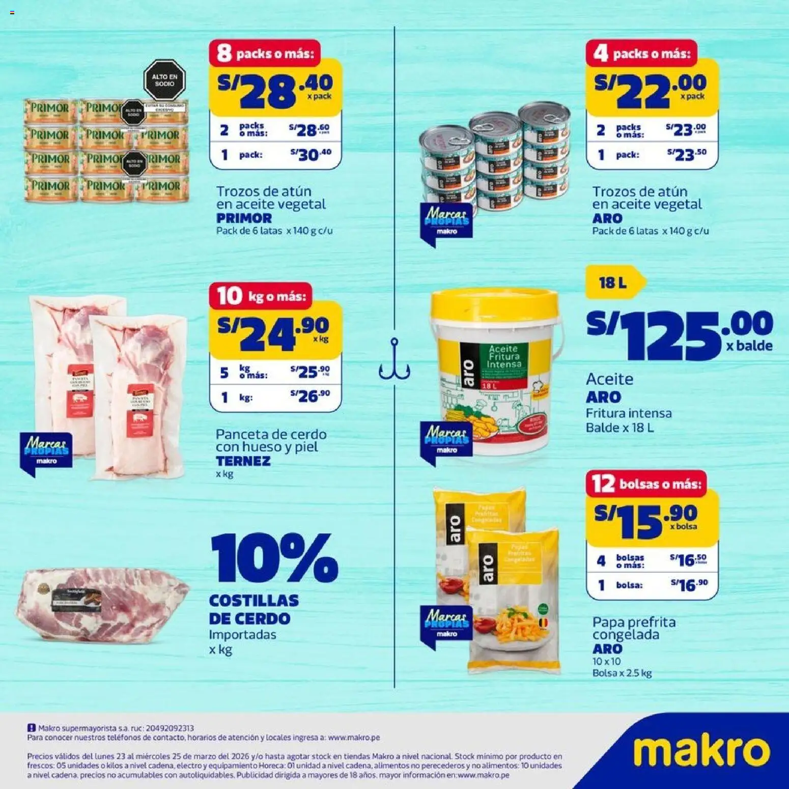 Catálogo Makro válido desde 23.03.2026 | Página: 2 | Productos: Aceite, Cerdo, Bolsa
