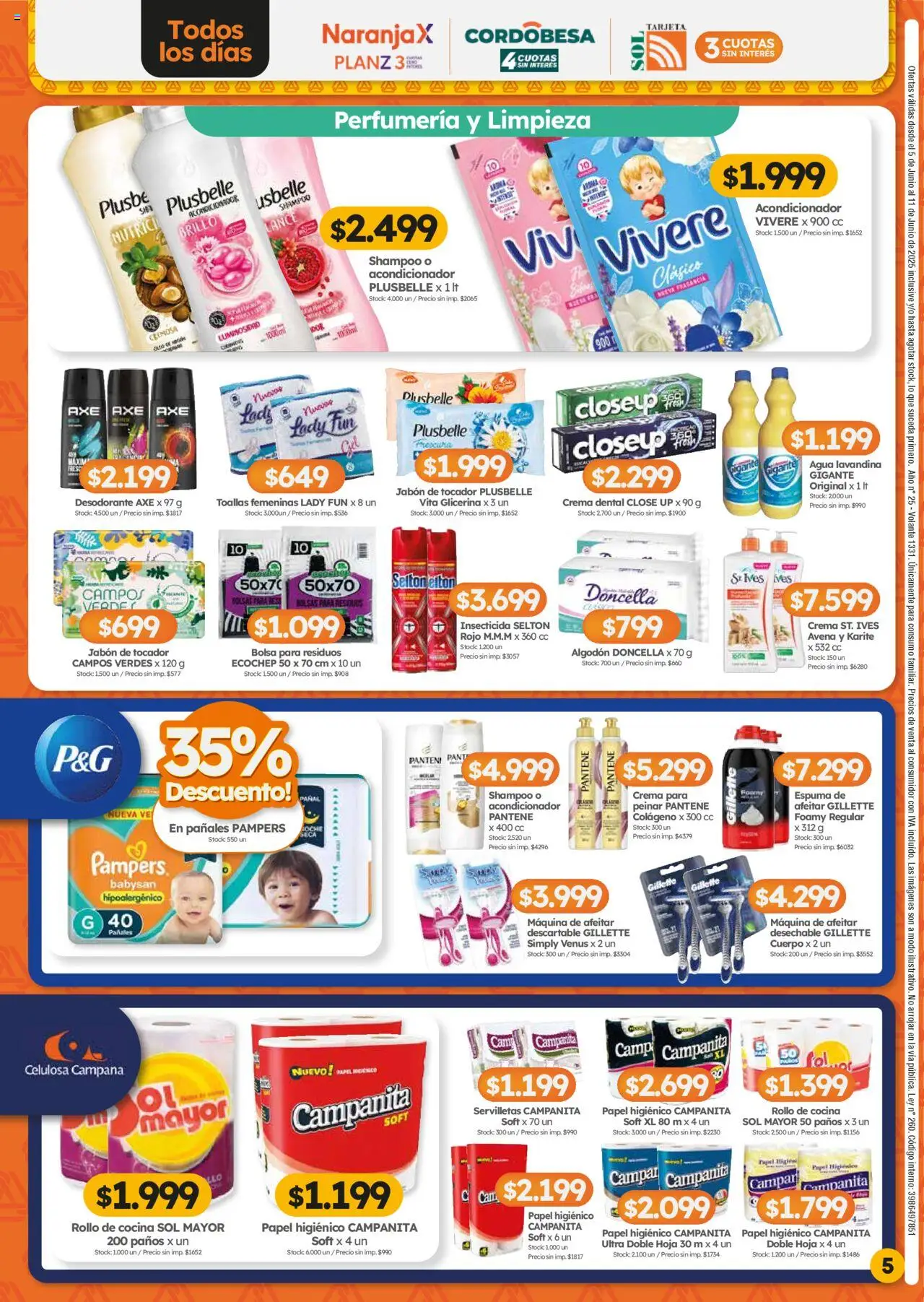 Cordiez ofertas │ válido desde el 05.06.2025 | Página: 5 | Productos: Papel higiénico, Maquina de afeitar, Desodorante, Espuma