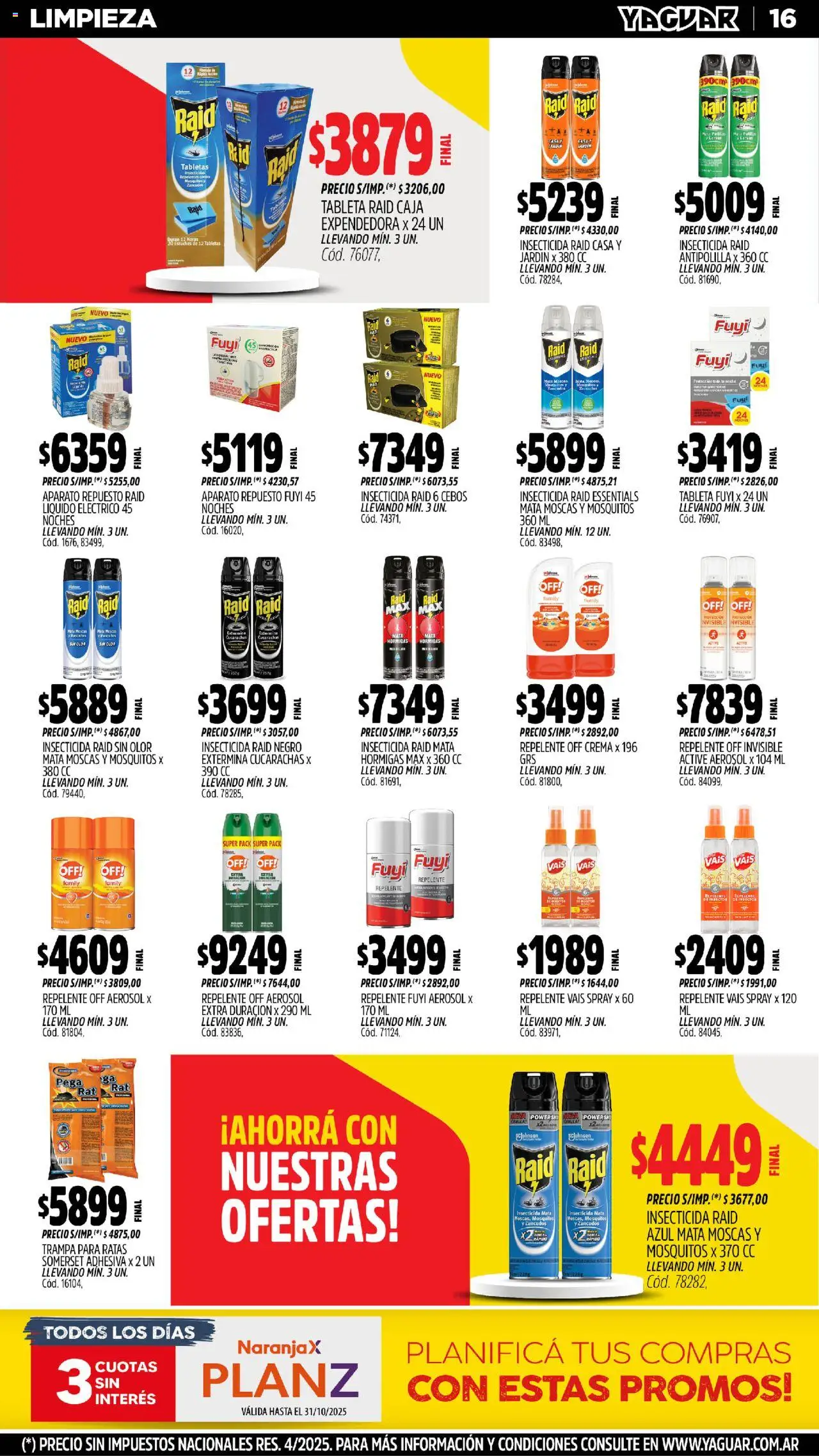 Yaguar - Neuquén │ válido desde el 20.10.2025 | Página: 16 | Productos: Tableta, Insecticida, Caja, Crema