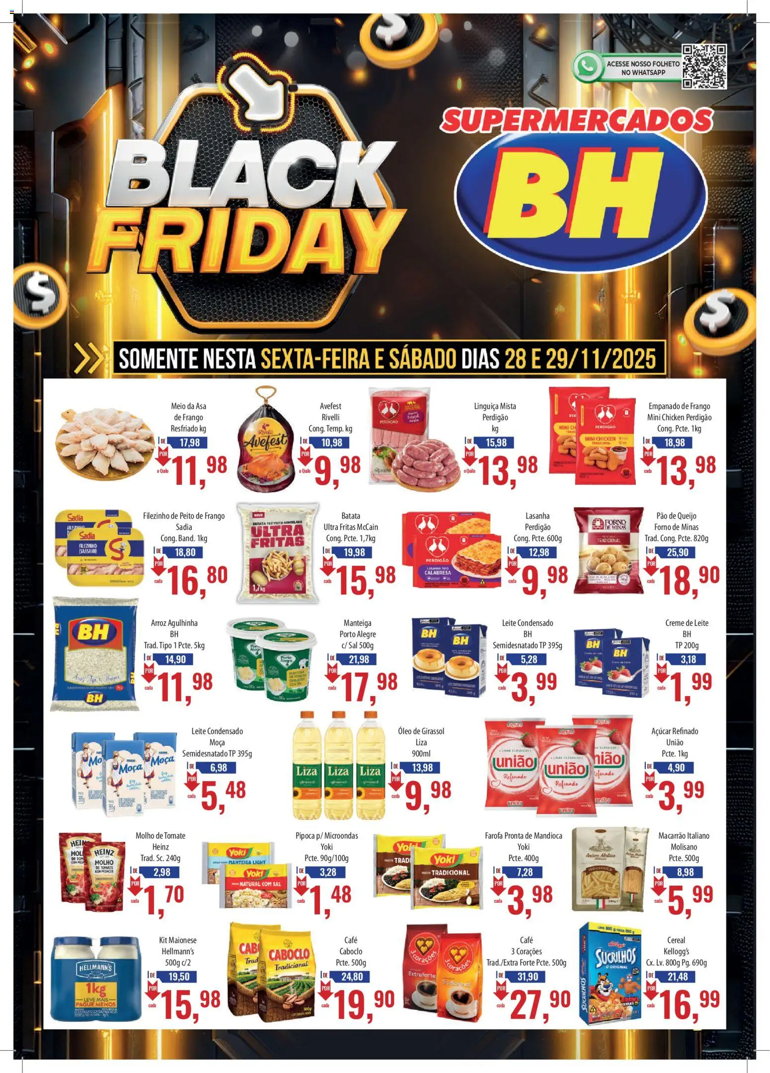 Supermercados BH Folheto - válido de 28.11.2025 | Página: 1 | Produtos: Batata, Creme de leite, Sal, Peito de frango
