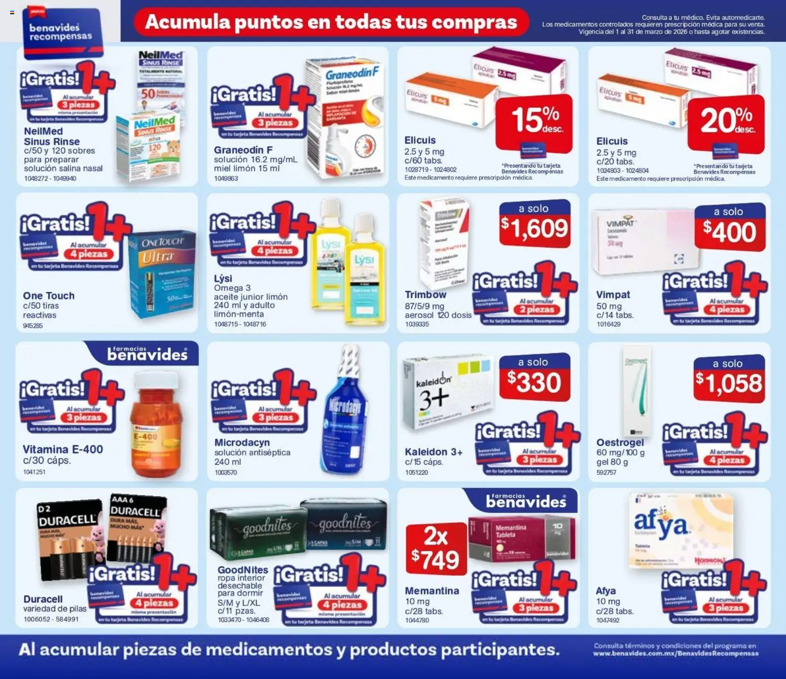 Nuevas ofertas de Farmacia Benavides válidas en toda la República Mexicana desde el 01.01.2026. ¡Encuentra las mejores ofertas en Farmacia Benavides catálogo! | Página: 13 | Productos: Aceite, Ropa interior, Tableta, Pilas